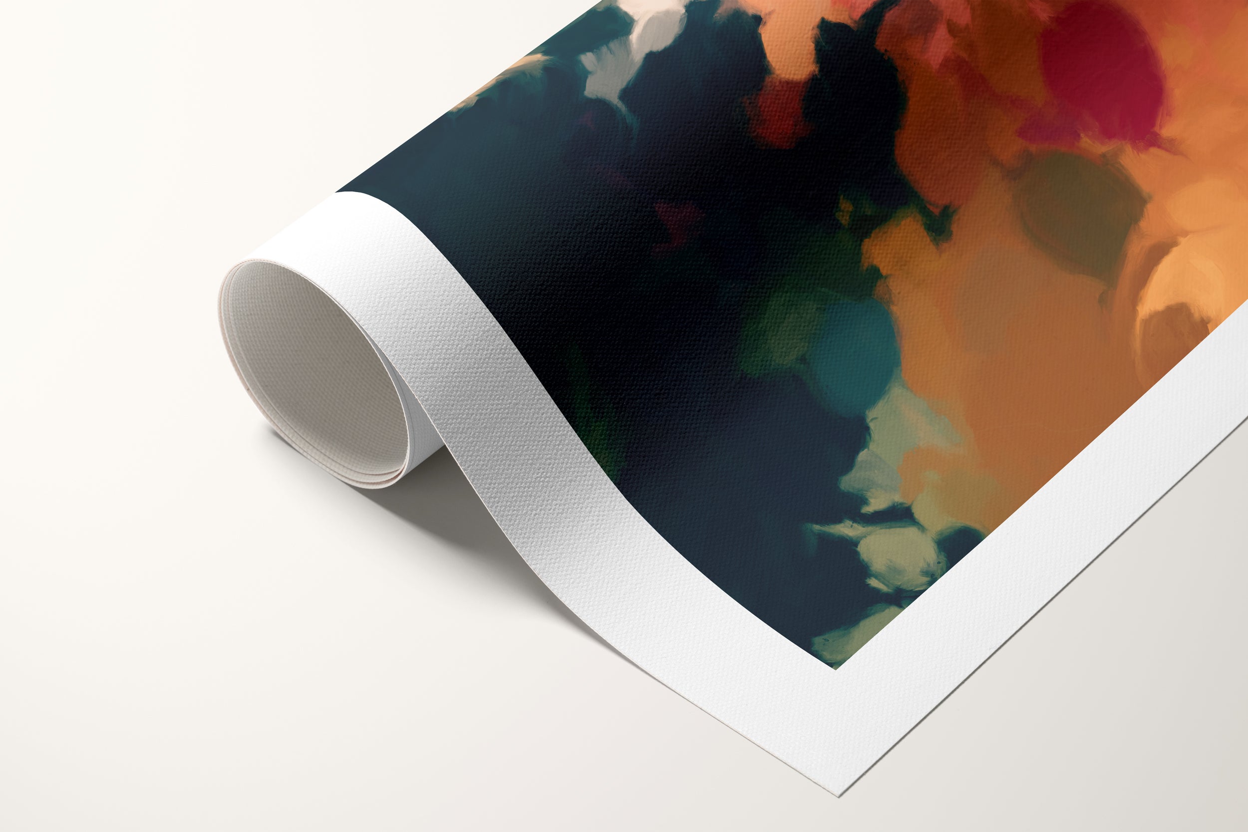 Ria, blue and orange colorful abstract canvas wall art print by Parima Studio