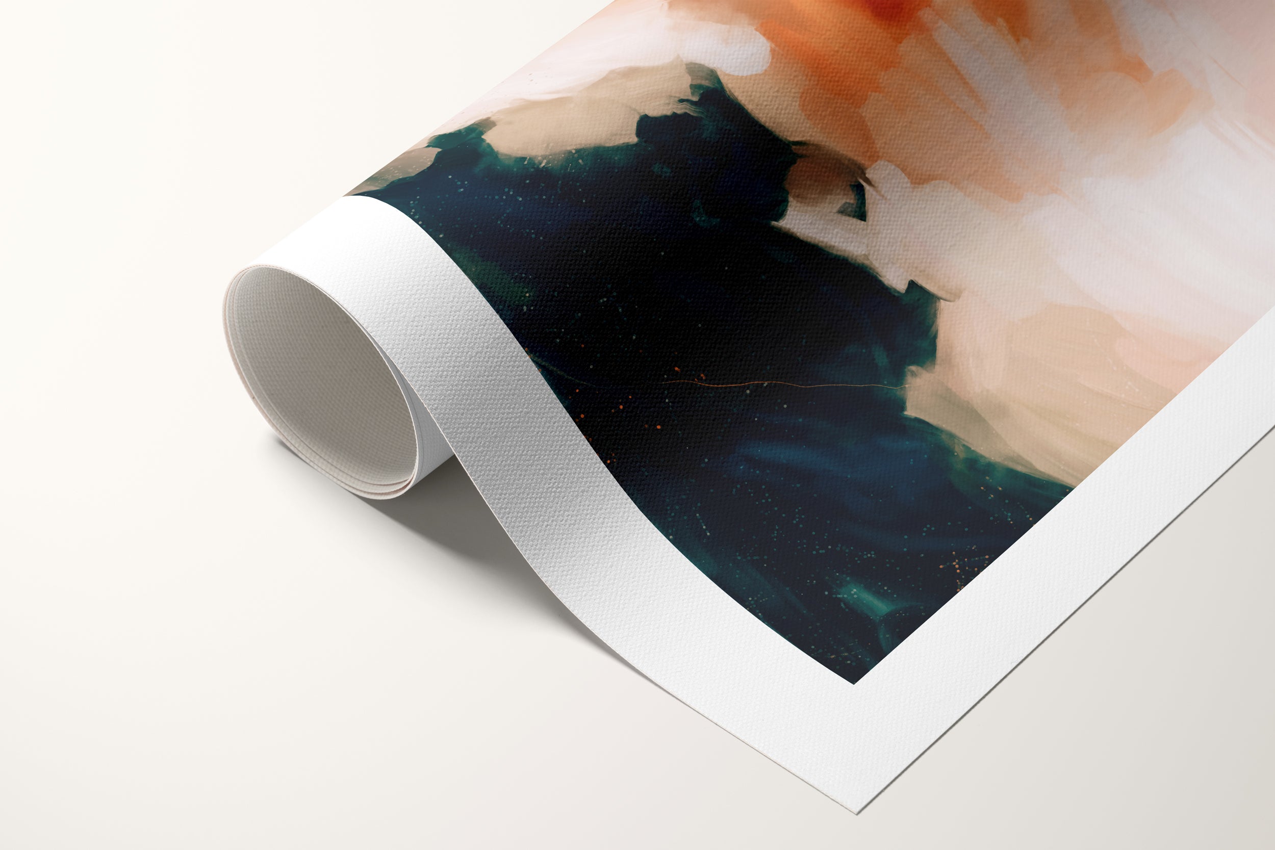 Sabrina, navy blue and orange colorful abstract canvas wall art print by Parima Studio