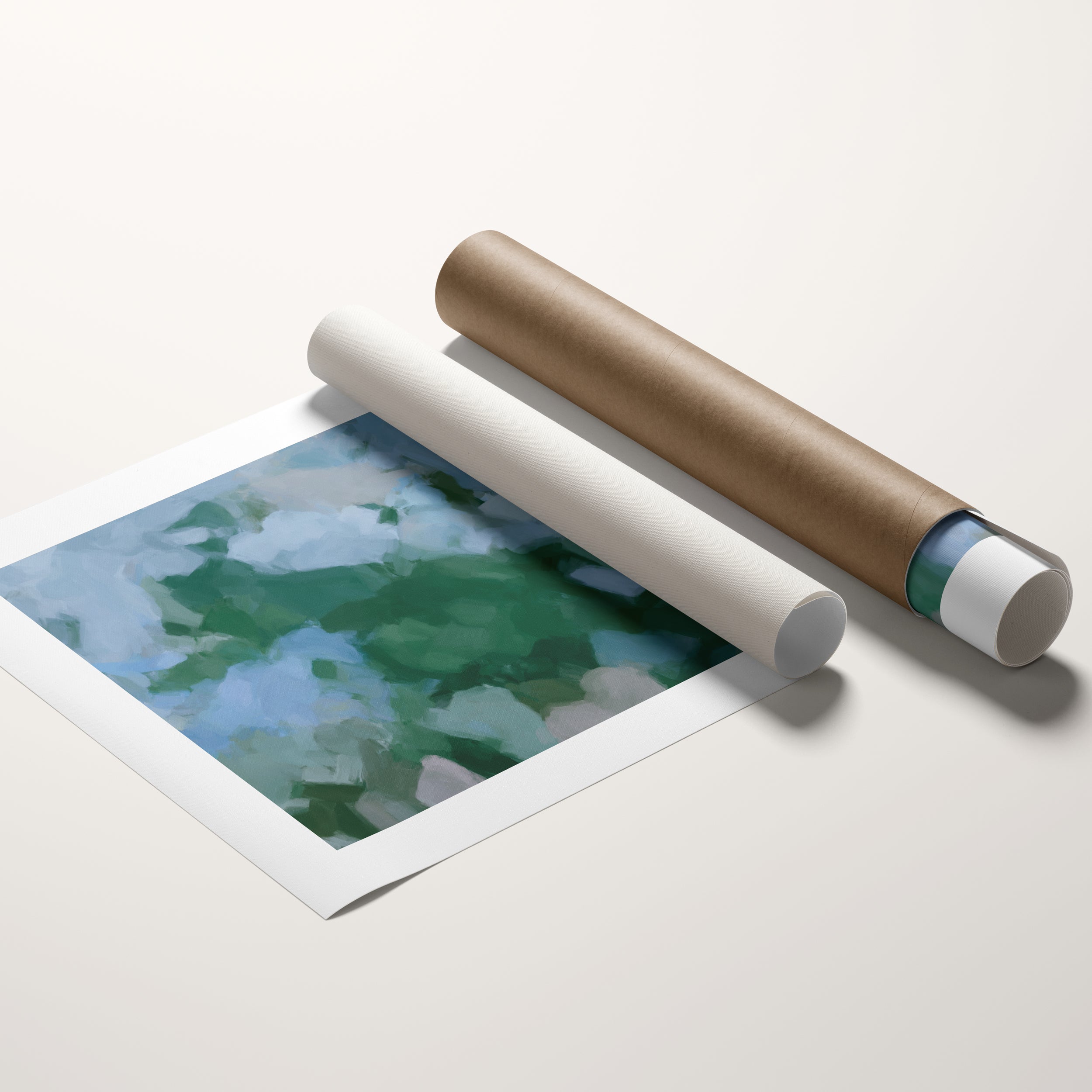 Sky and Earth, Large Blue and Green Abstract Wall Art Canvas Print - Contemporary Art - Soft, Light and Airy Artwork for Living Room and Bedroom Decor