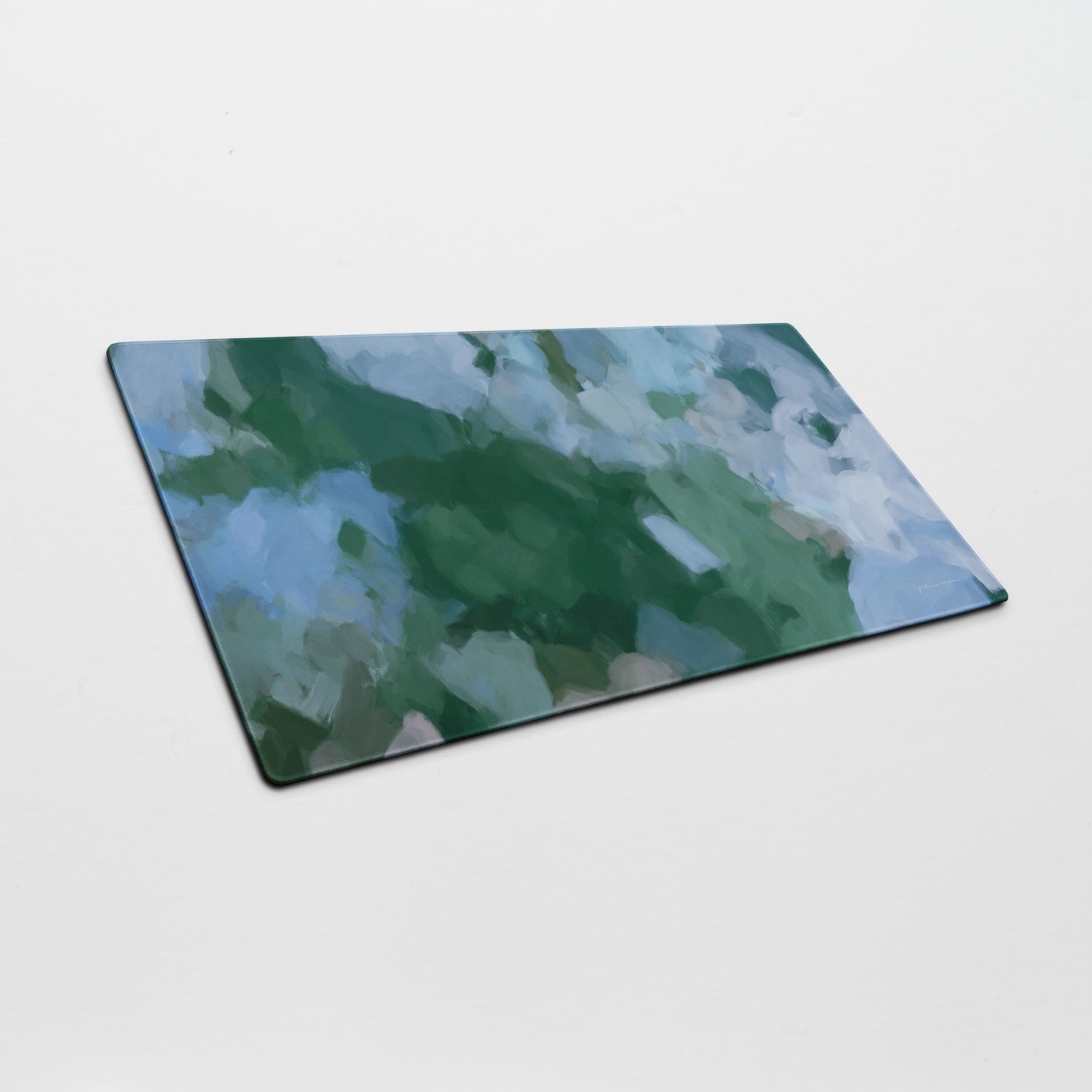 Sky and Earth - Large Desk Mat - Pretty Light Blue and Green Abstract Art