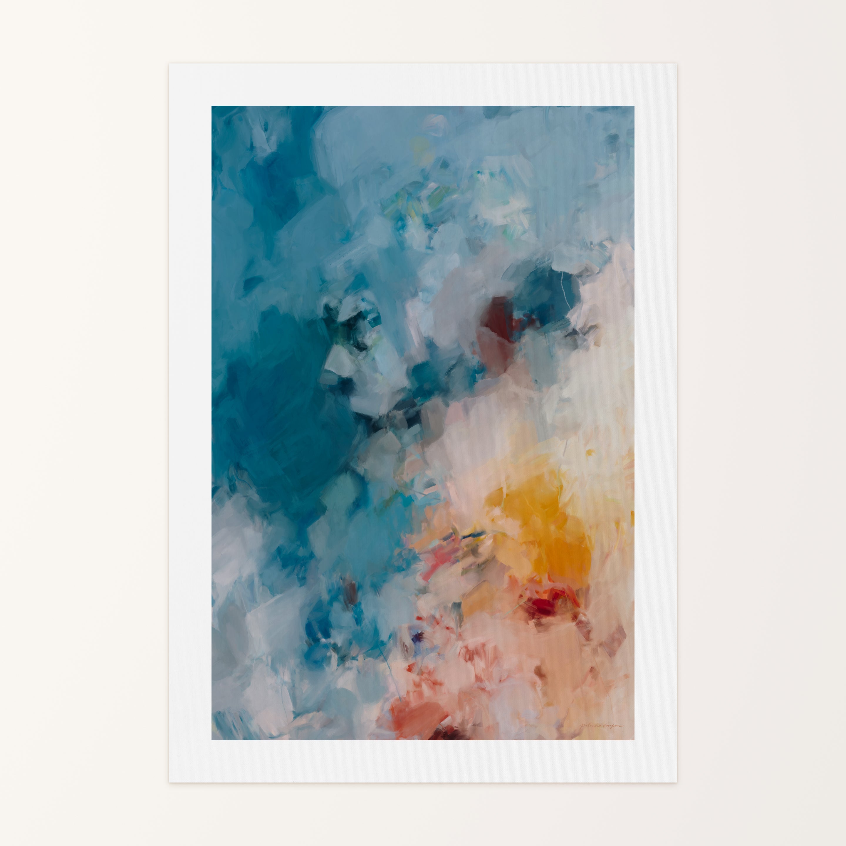 Summer Reverie, vibrant bright blue abstract wall art canvas print - oversized art for living room, dining room, home decor, art for over the sofa. Art by Patricia Vargas