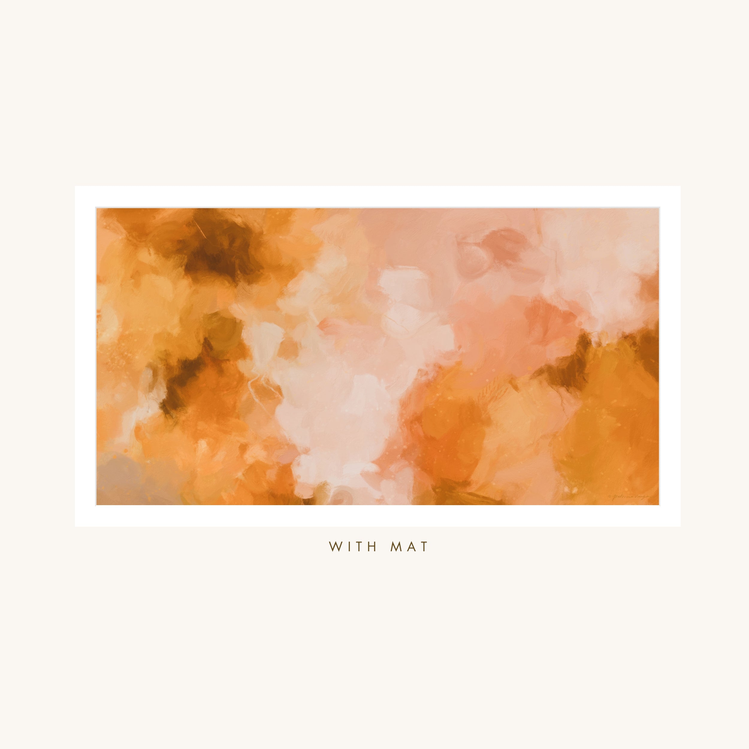 Sweet Marigold orange and pink abstract art with mat for Samsung FrameTV - artwork for FrameTV - digital download. Art by Parima Studio