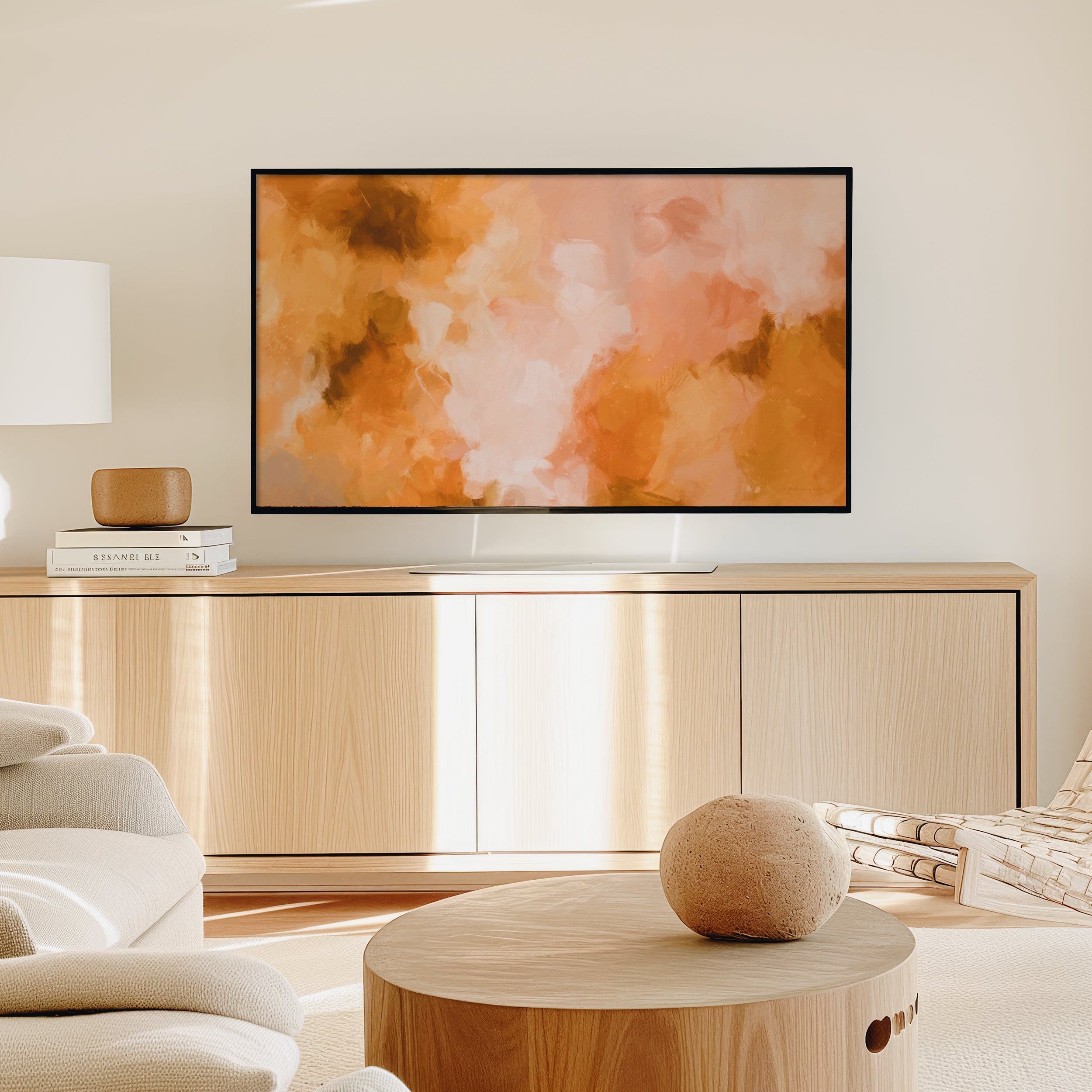 Sweet Marigold orange and pink abstract art for Samsung FrameTV - artwork for FrameTV - digital download. Art by Parima Studio