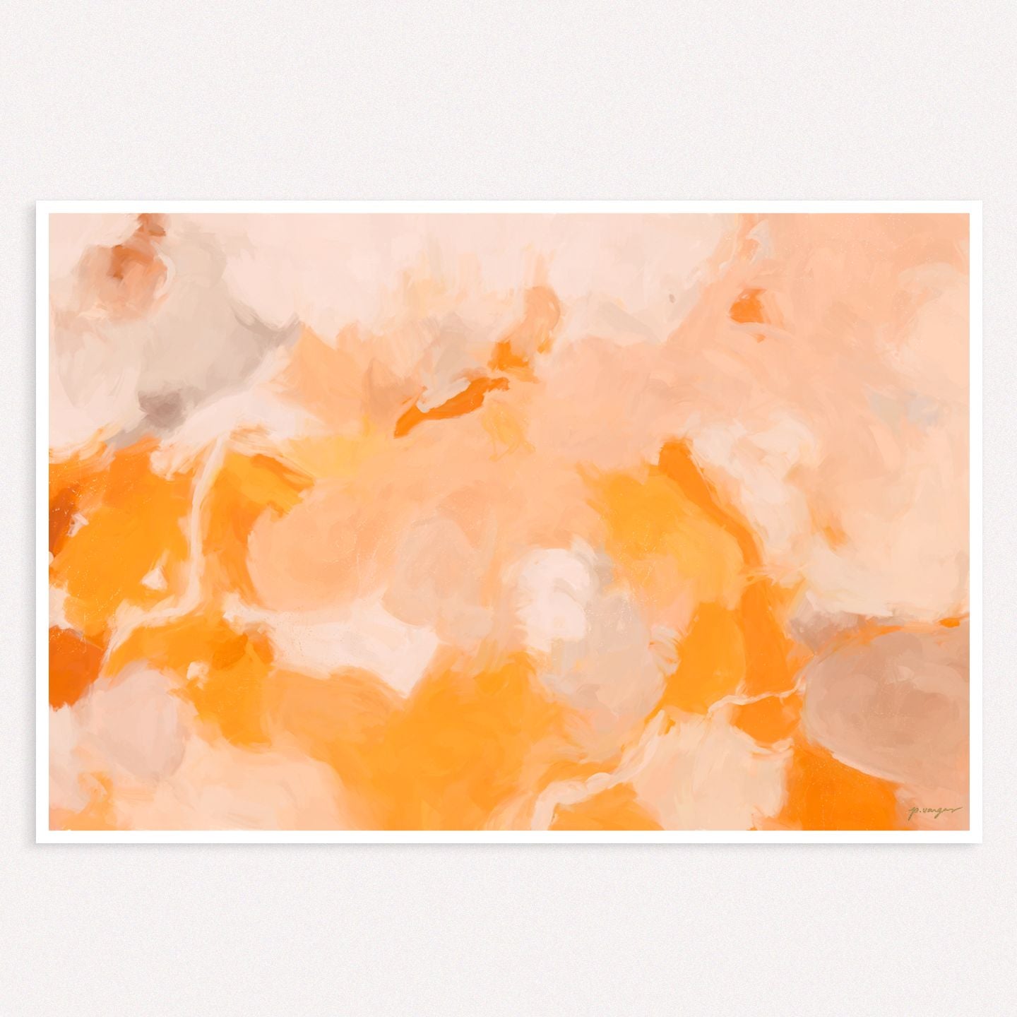 Sweet Orange, orange and pink colorful abstract wall art print by Parima Studio