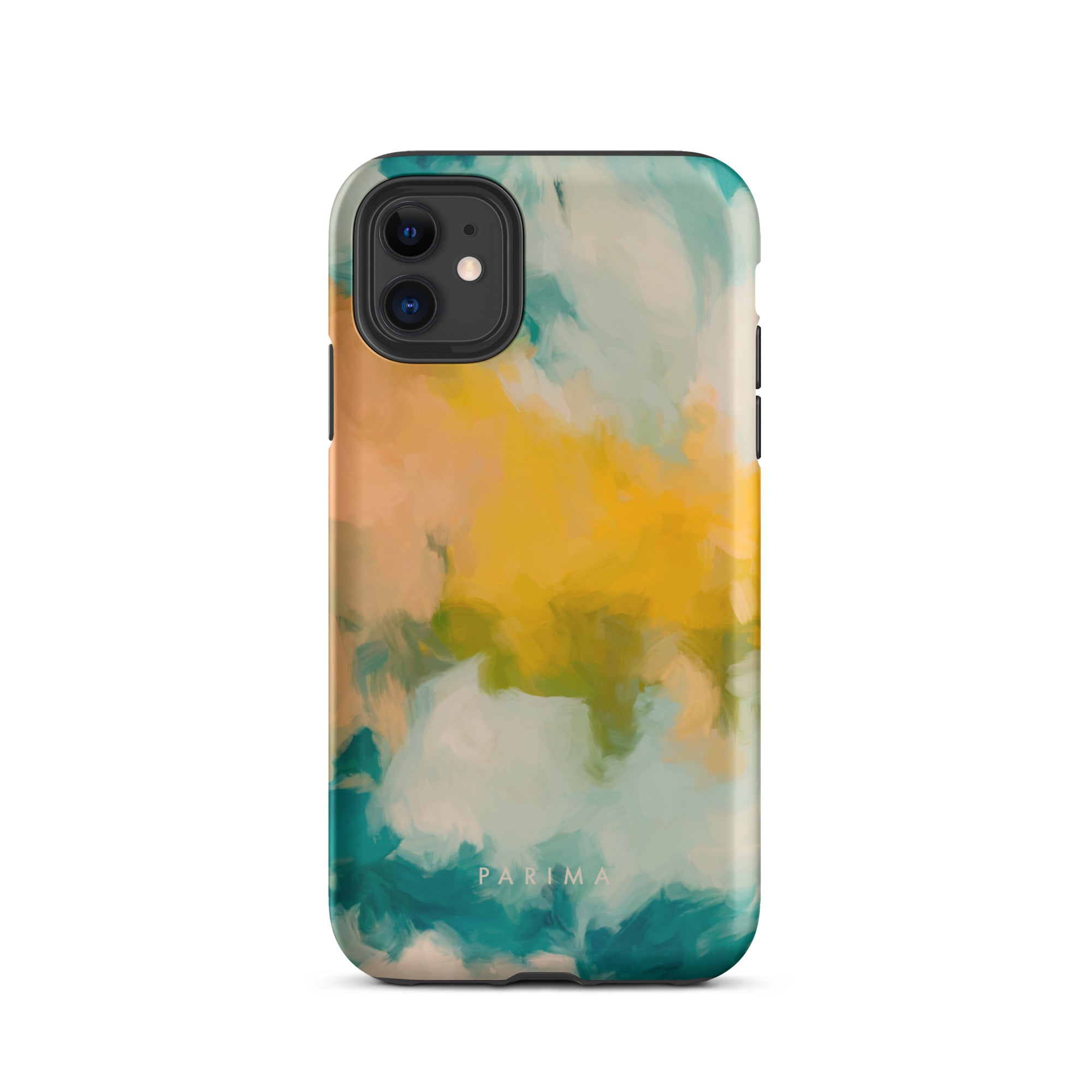 Beach Day, blue and yellow abstract art - iPhone 11 tough case by Parima Studio