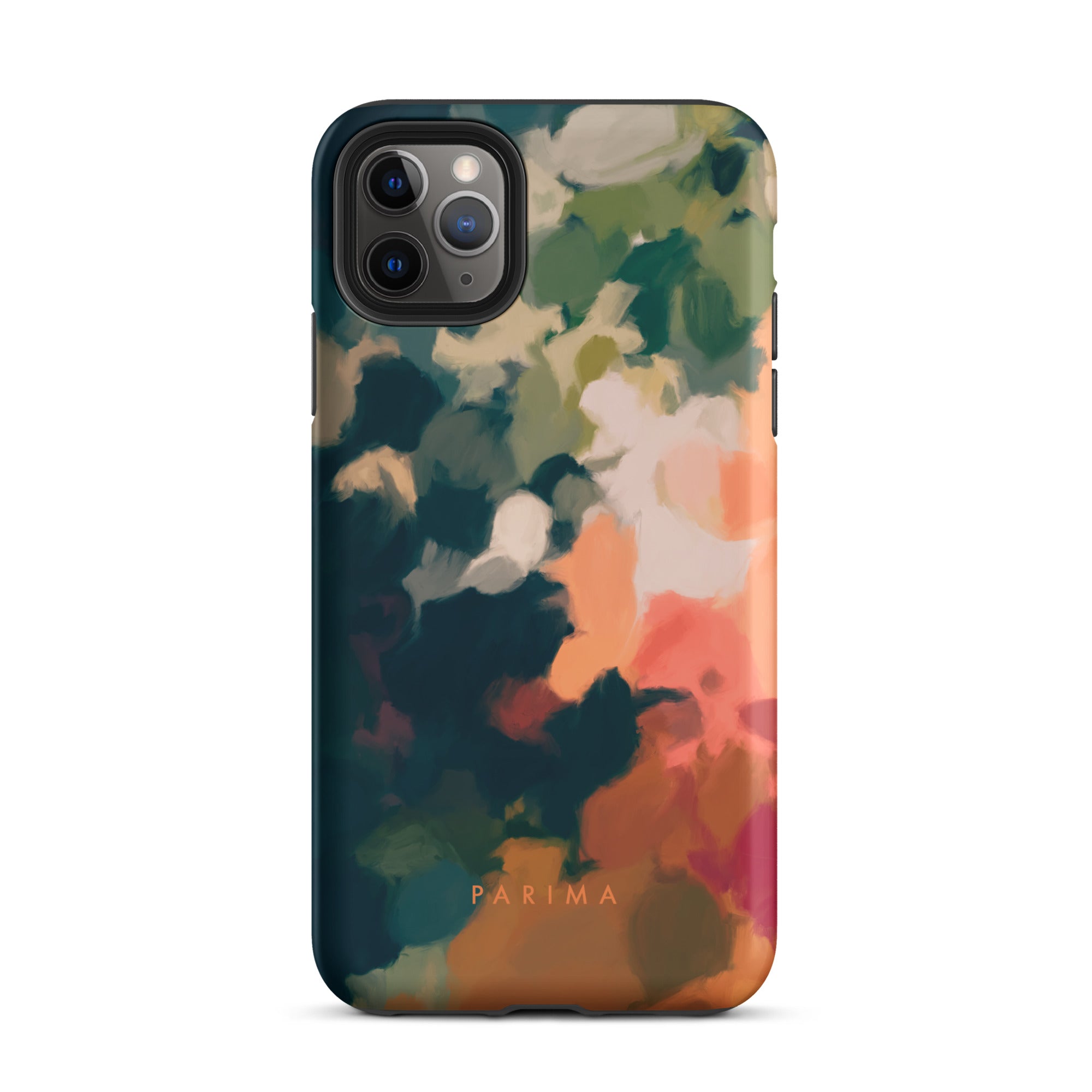 Ria, blue and orange abstract art - iPhone 11 Pro Max tough case by Parima Studio