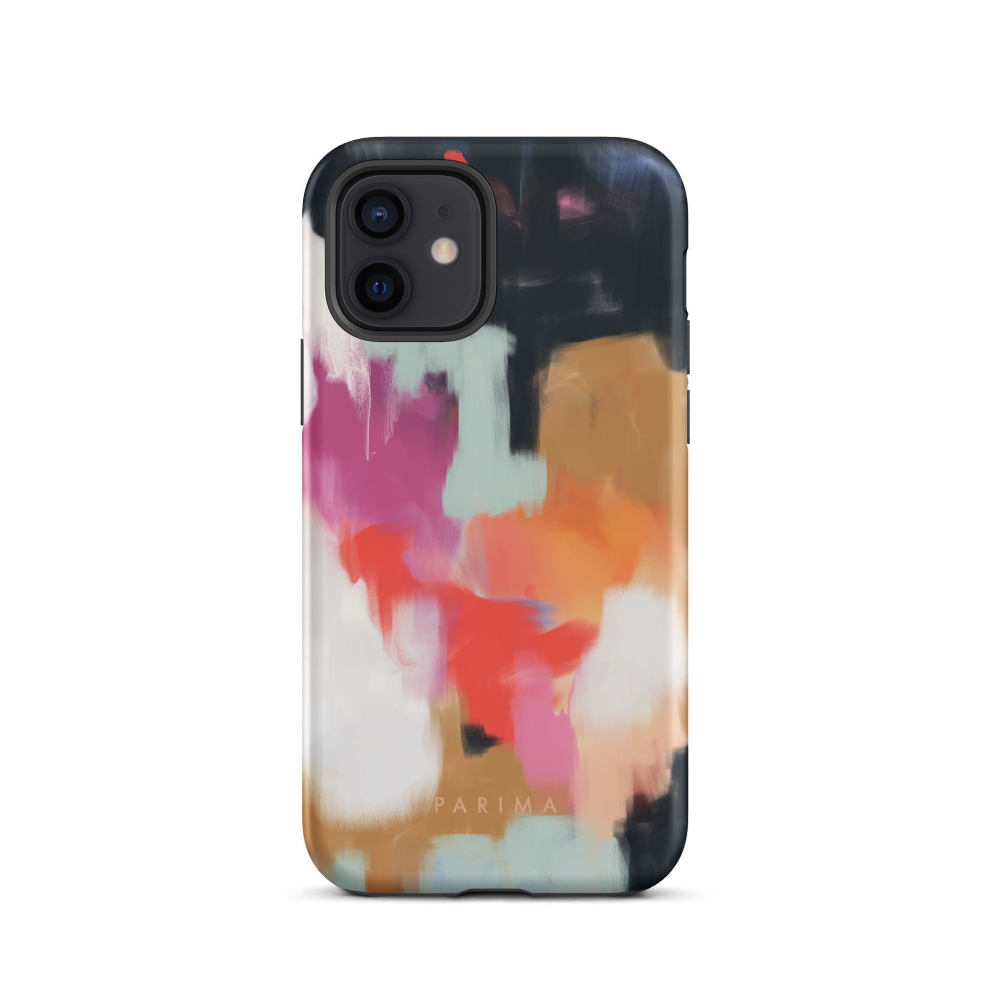 Ruthie, blue and pink abstract art on iPhone 12 tough case by Parima Studio