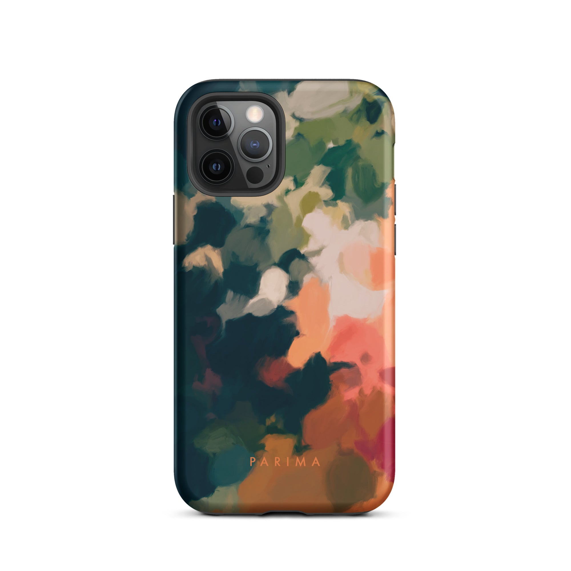 Ria, blue and orange abstract art - iPhone 12 Pro tough case by Parima Studio