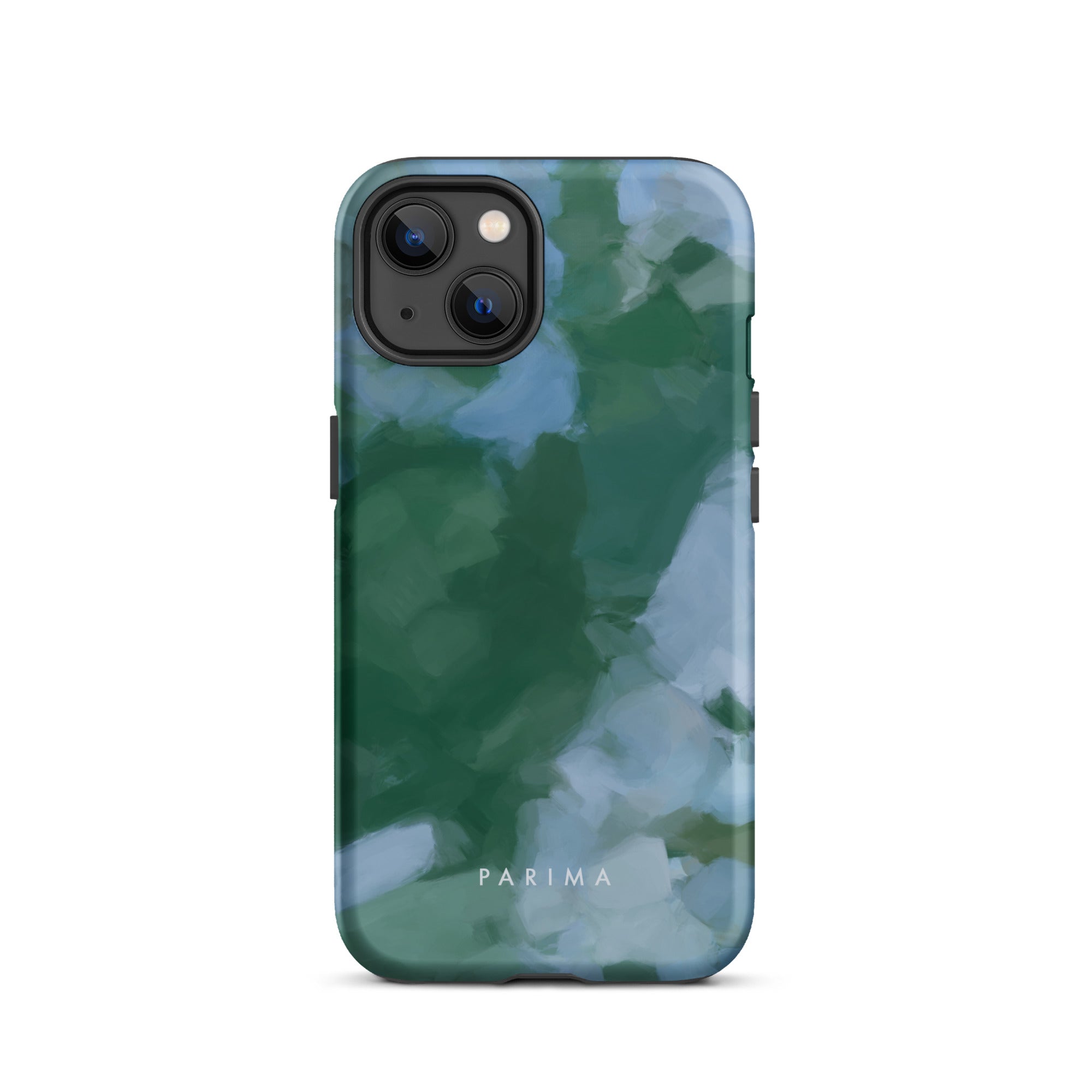 Sky and Earth - Blue and green colorful chic premium iPhone tough case. Abstract art by Patricia Vargas of Parima Studio