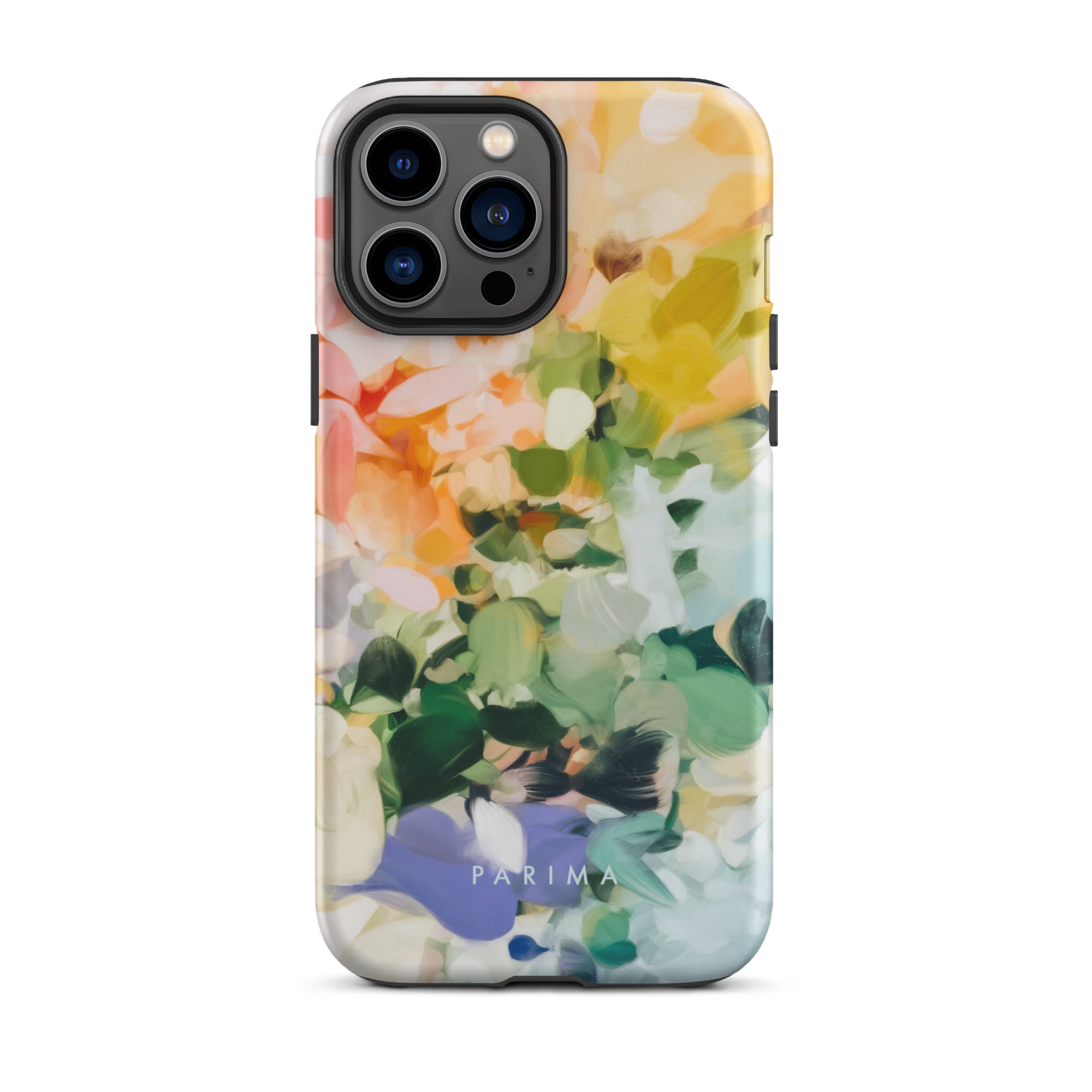 June, green and yellow abstract art - iPhone 13 Pro Max tough case by Parima Studio