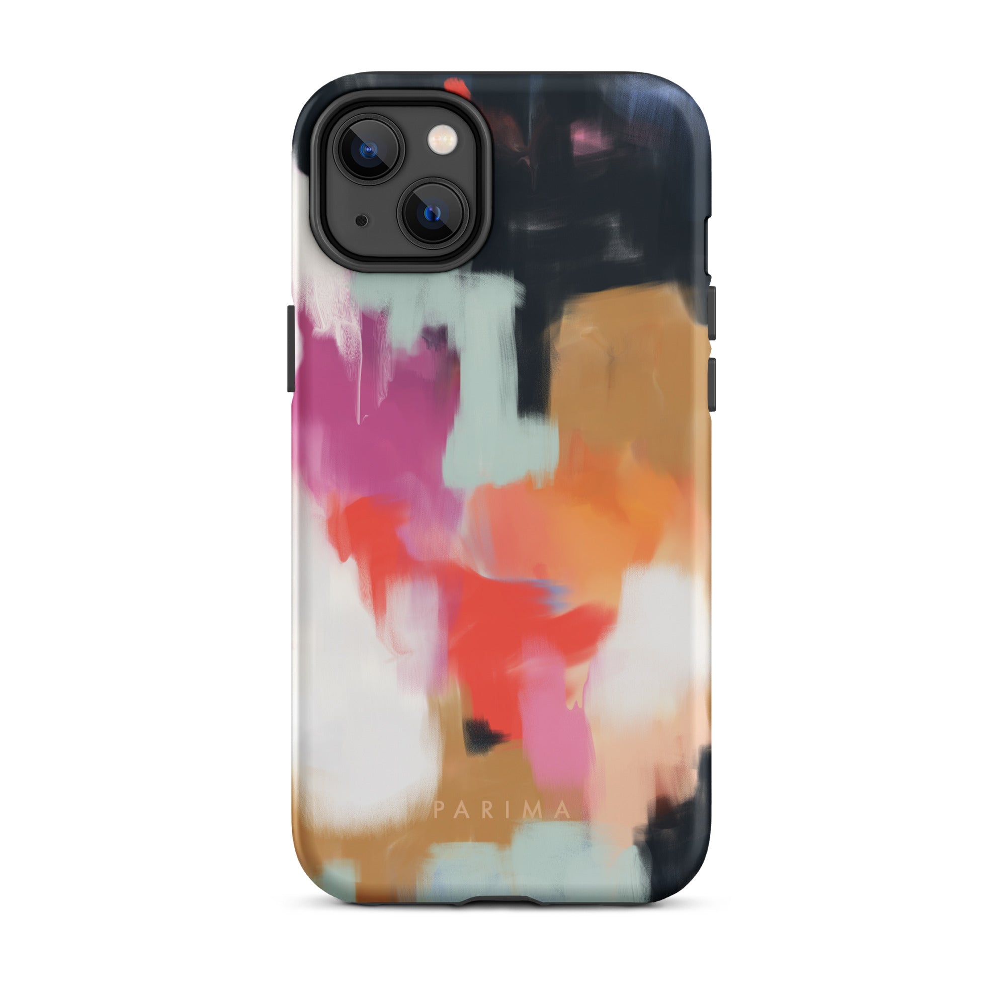 Ruthie, blue and pink abstract art on iPhone 14 Plus tough case by Parima Studio