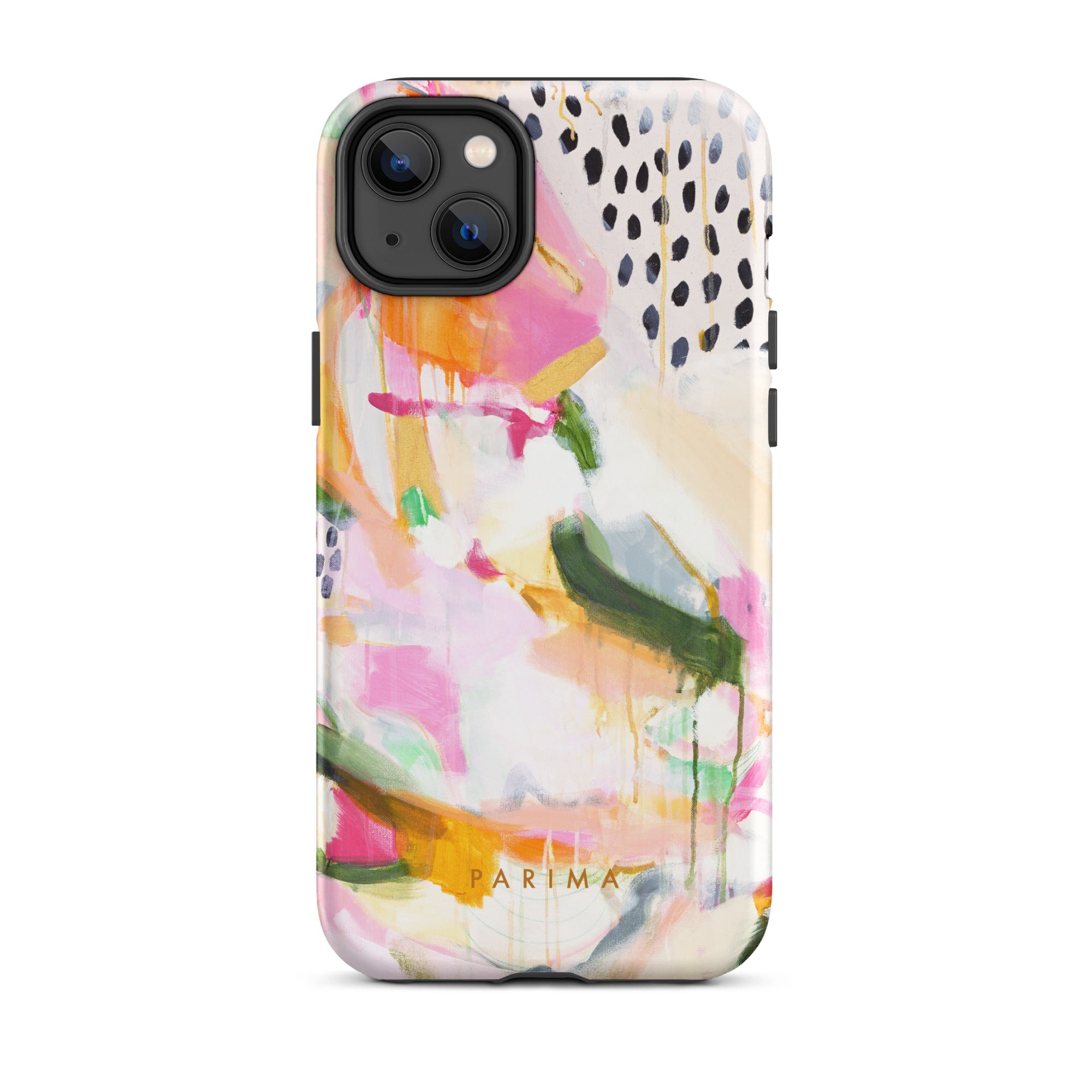 Adira, pink and green abstract art - iPhone 14 Plus tough case by Parima Studio