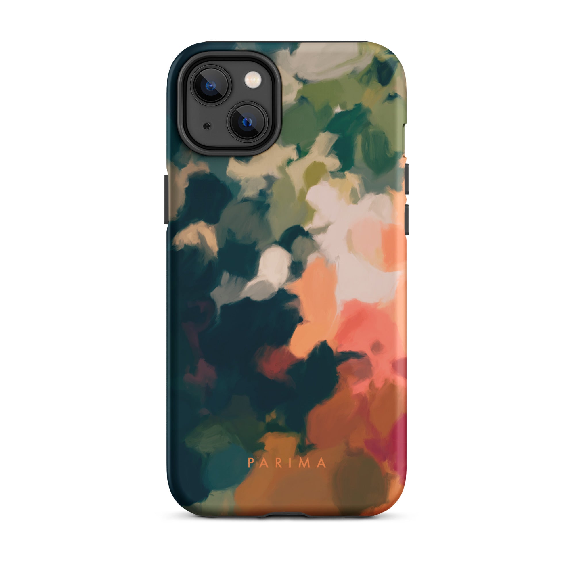 Ria, blue and orange abstract art - iPhone 14 Plus tough case by Parima Studio