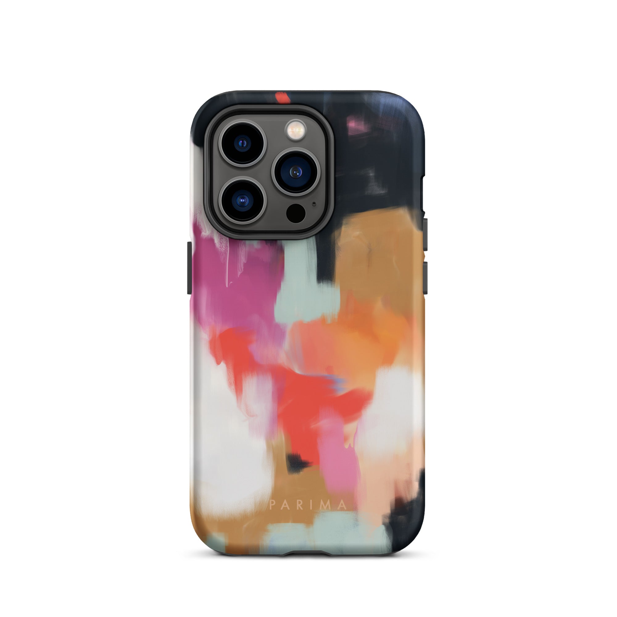 Ruthie, blue and pink abstract art on iPhone 14 Pro tough case by Parima Studio