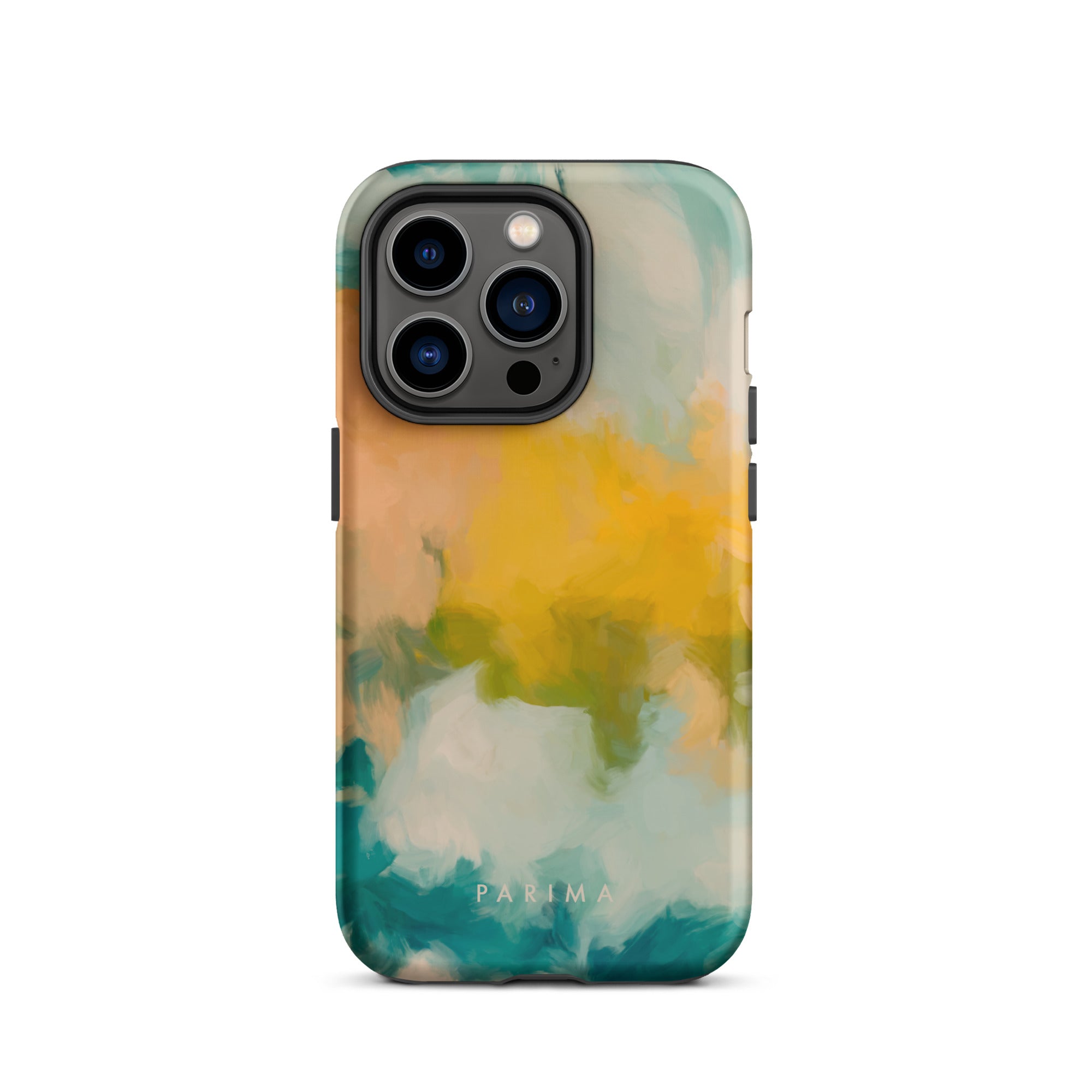 Beach Day, blue and yellow abstract art - iPhone 14 Pro tough case by Parima Studio