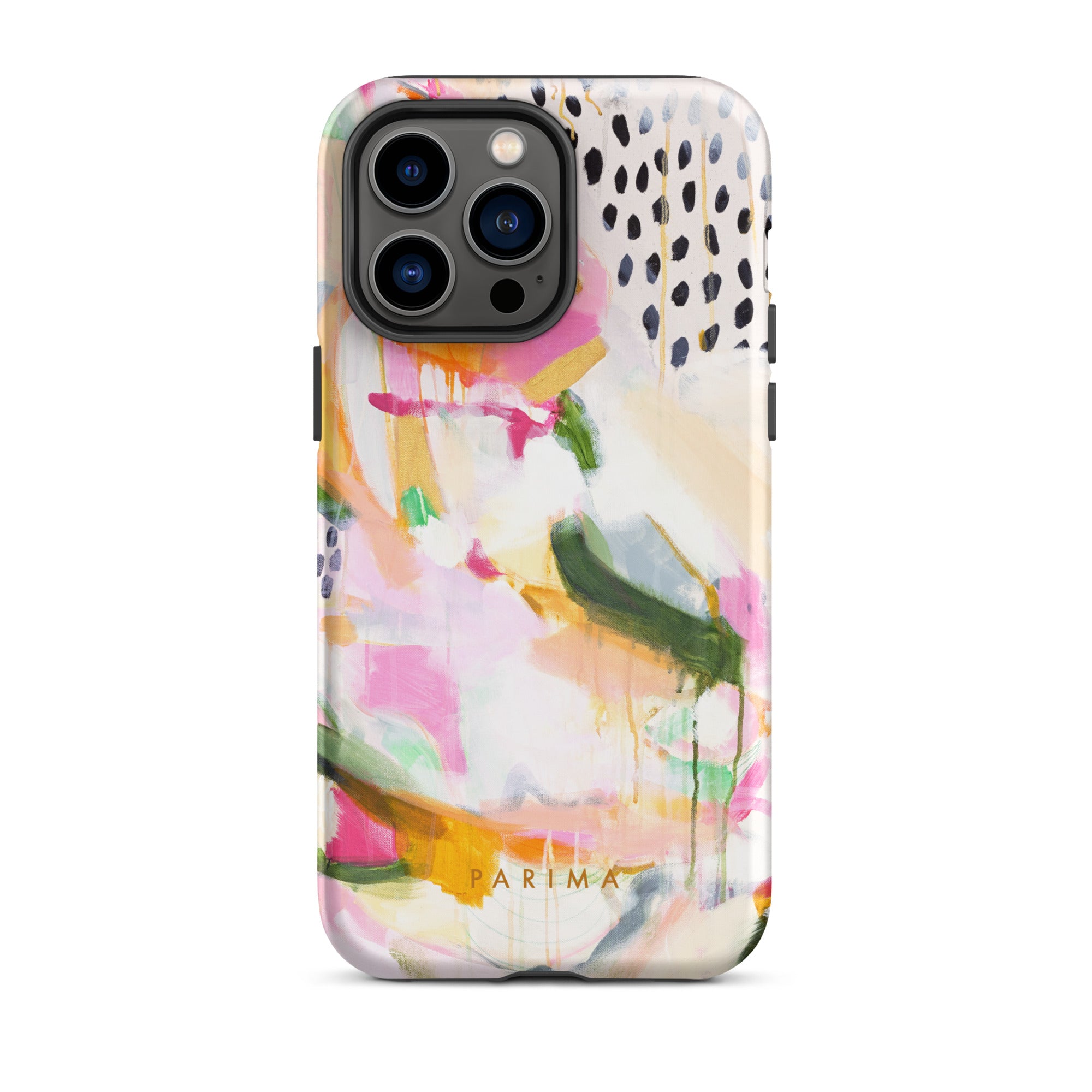 Adira, pink and green abstract art - iPhone 14 Pro Max tough case by Parima Studio