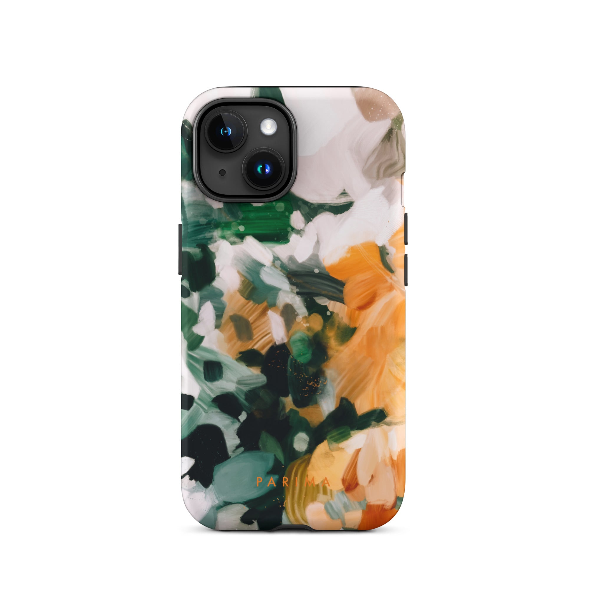 Aspen, green and orange abstract art - iPhone 15 tough case by Parima Studio