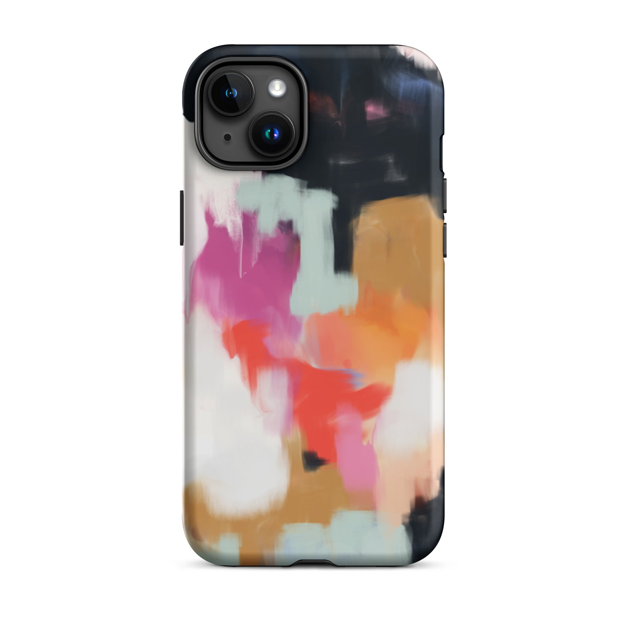 Ruthie, blue and pink abstract art on iPhone 15 Plus tough case by Parima Studio