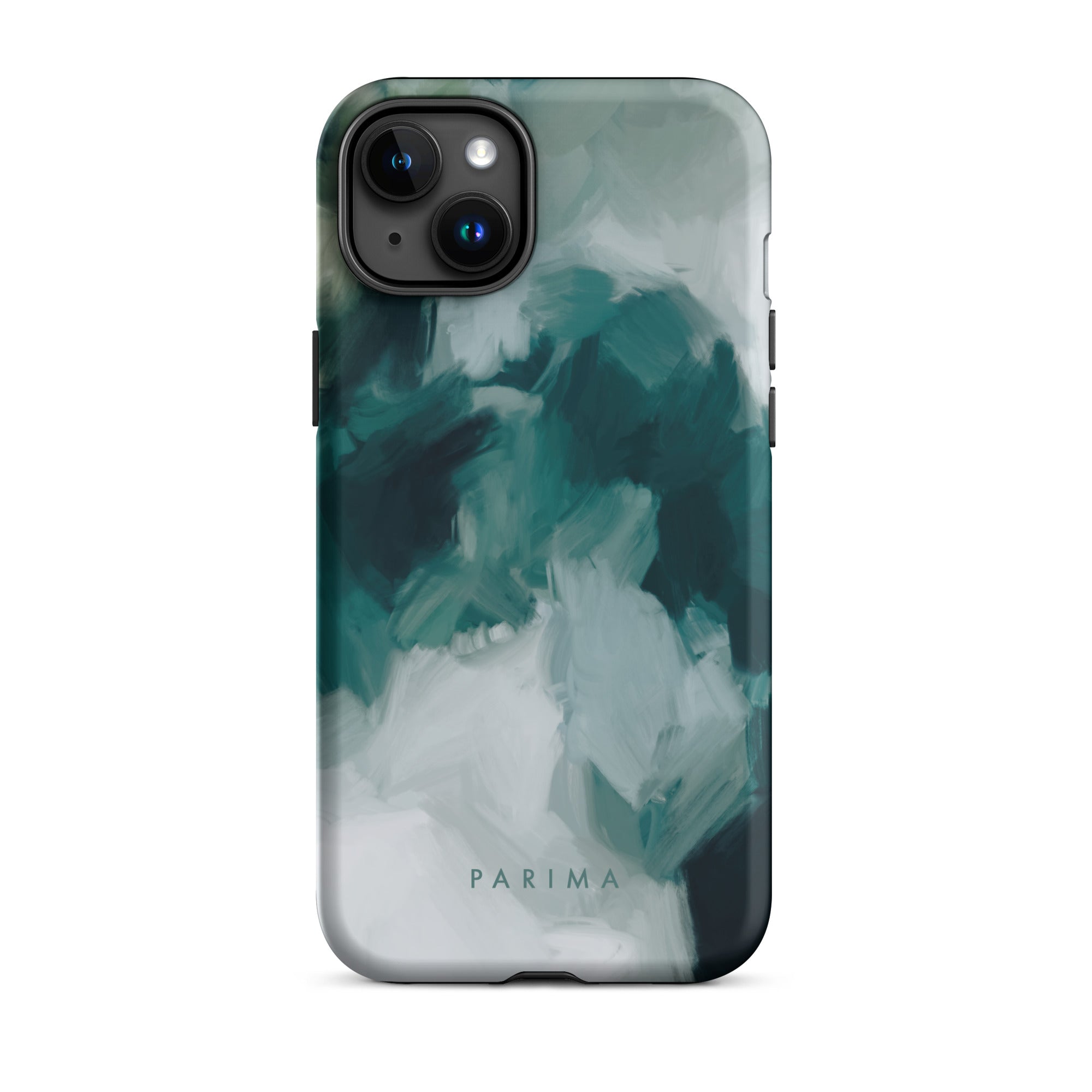 Echo, emerald green abstract art - iPhone 15 Plus tough case by Parima Studio