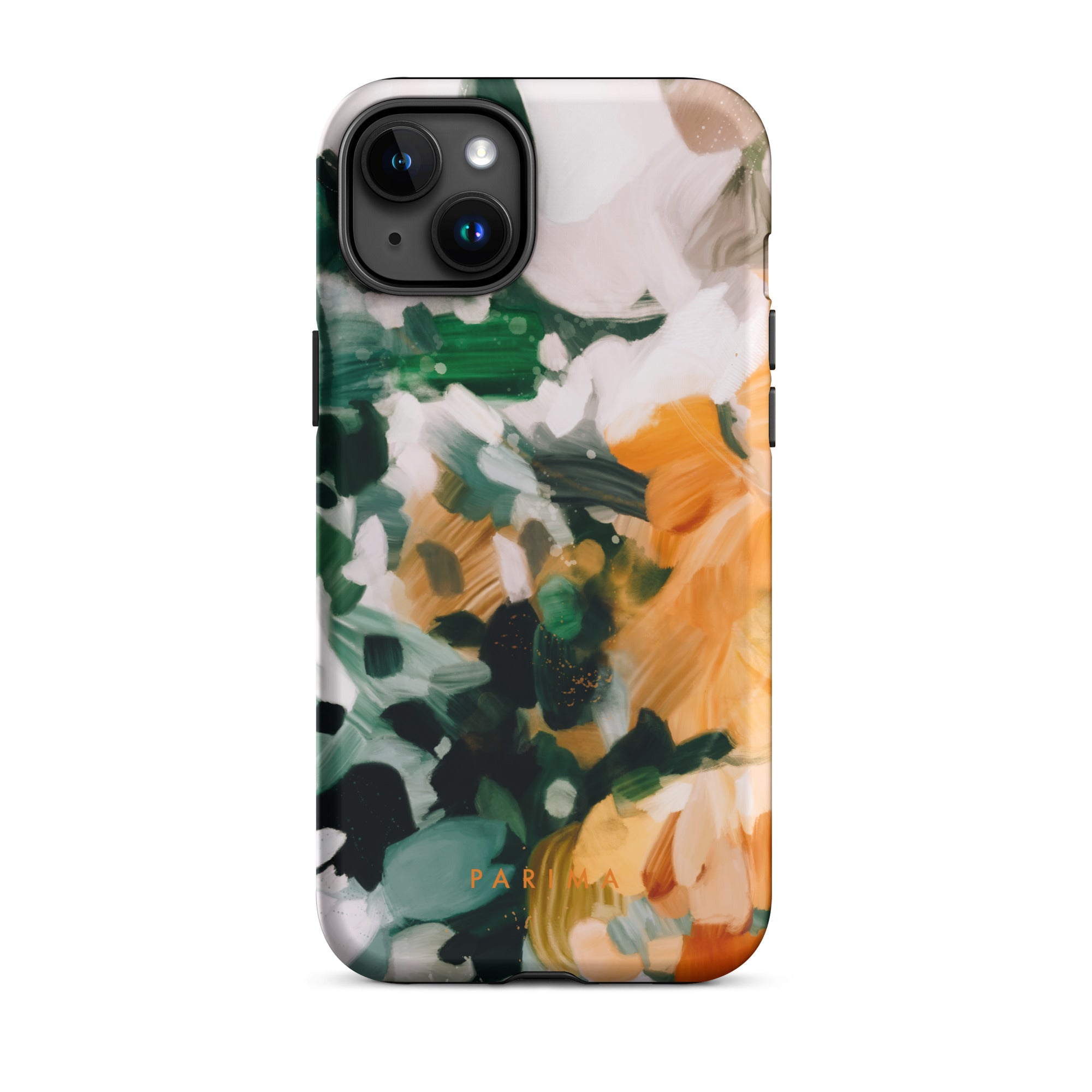 Aspen, green and orange abstract art - iPhone 15 Plus tough case by Parima Studio