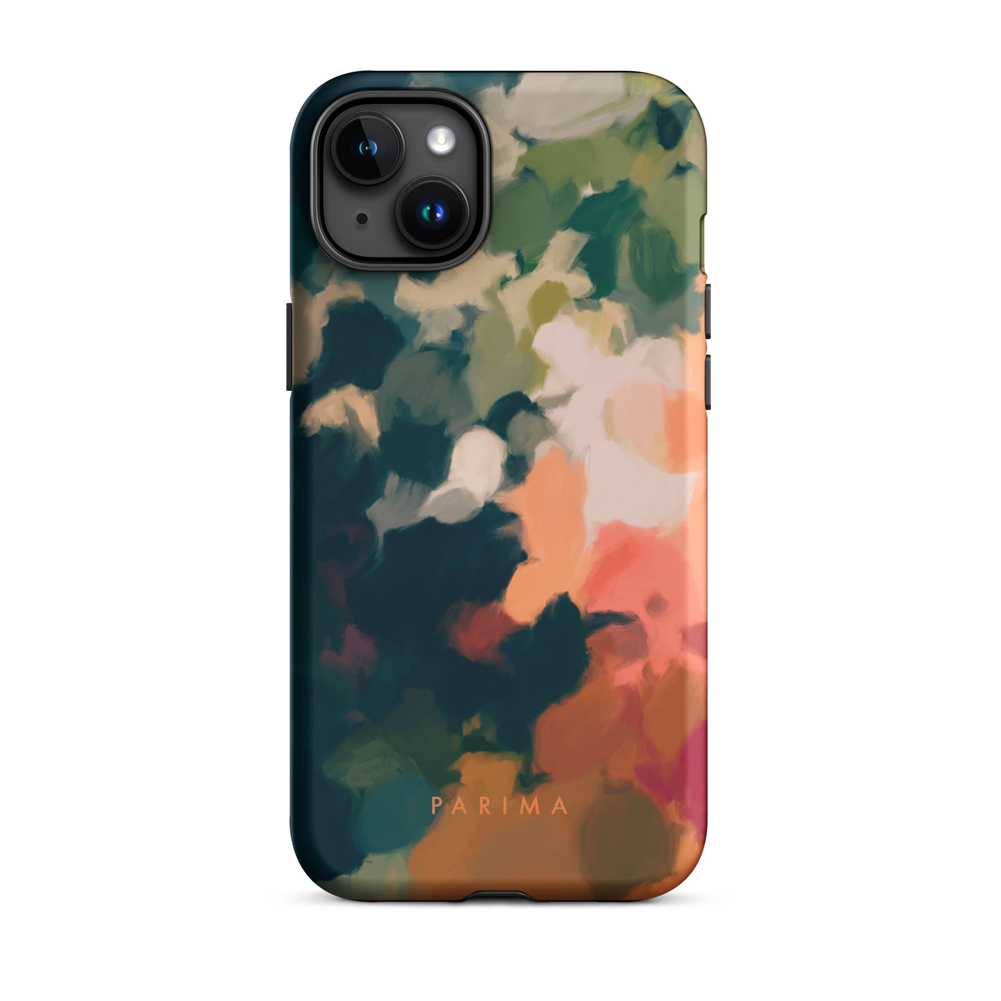 Ria, blue and orange abstract art - iPhone 15 Plus tough case by Parima Studio