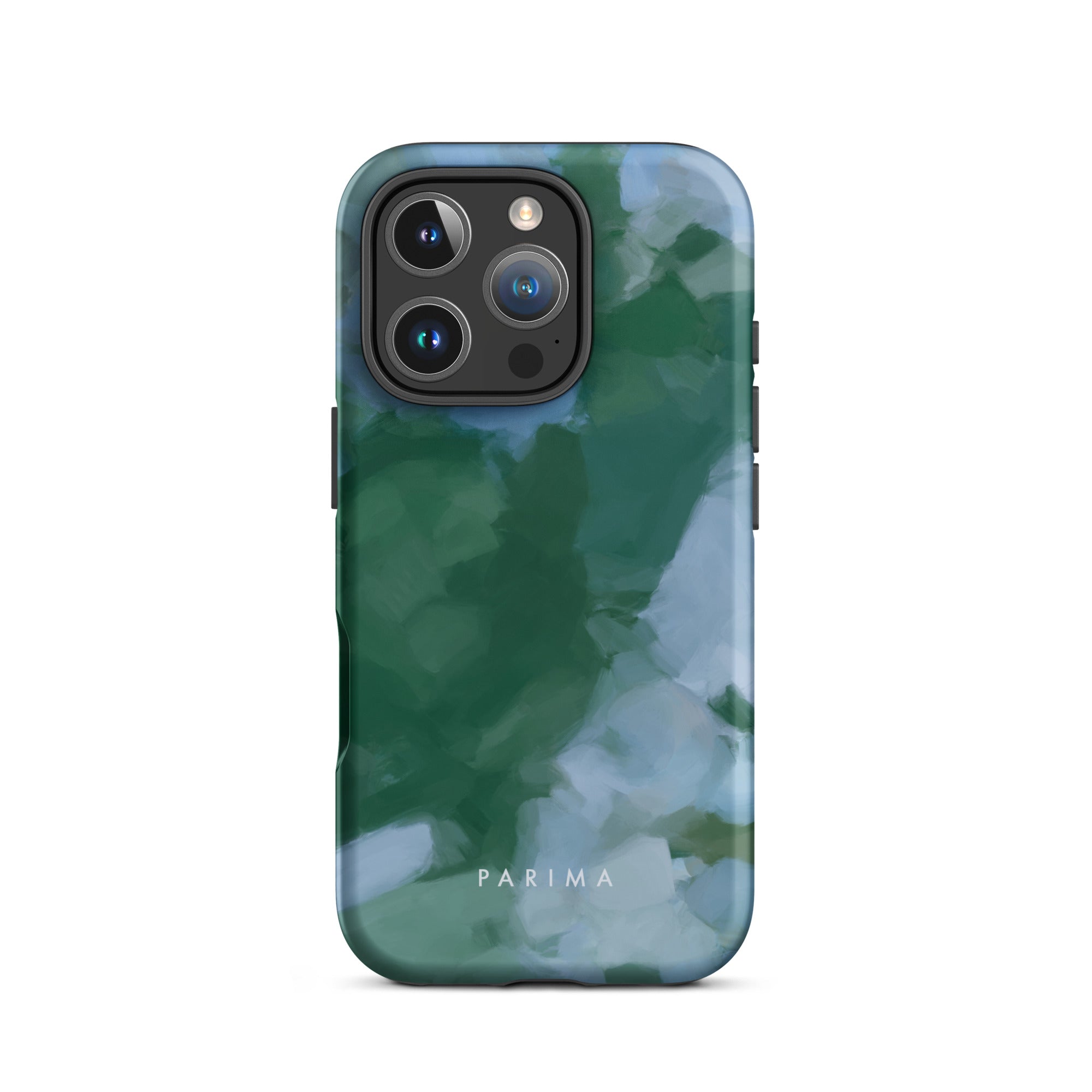 Sky and Earth - Blue and green colorful chic premium iPhone tough case. Abstract art by Patricia Vargas of Parima Studio