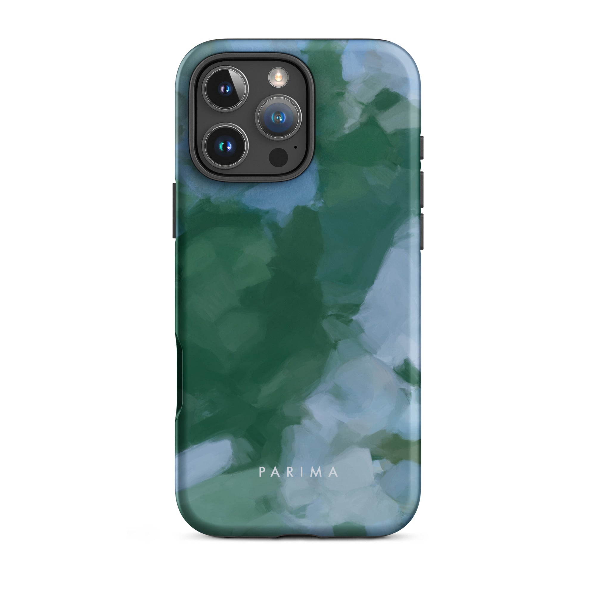 Sky and Earth - Blue and green colorful chic premium iPhone tough case. Abstract art by Patricia Vargas of Parima Studio