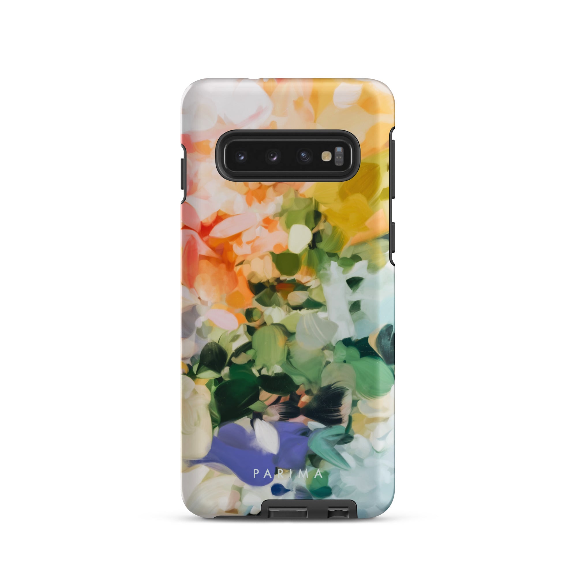 June, green and yellow abstract art on Samsung Galaxy S10 tough case by Parima Studio