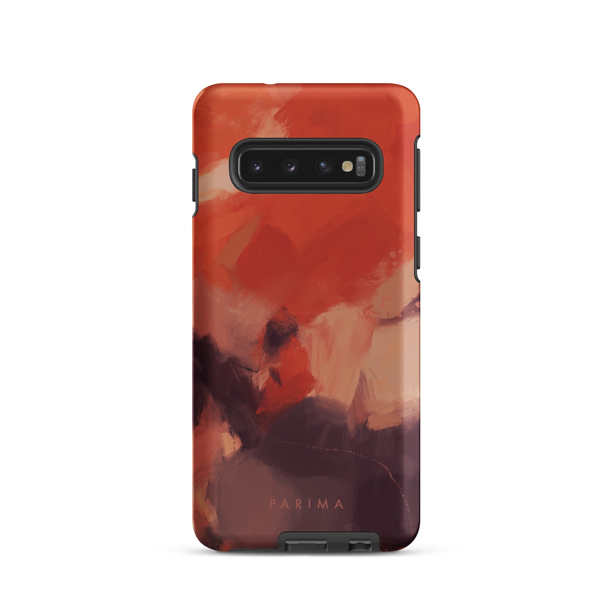 Autumn, orange and purple abstract art on Samsung Galaxy S10 tough case by Parima Studio