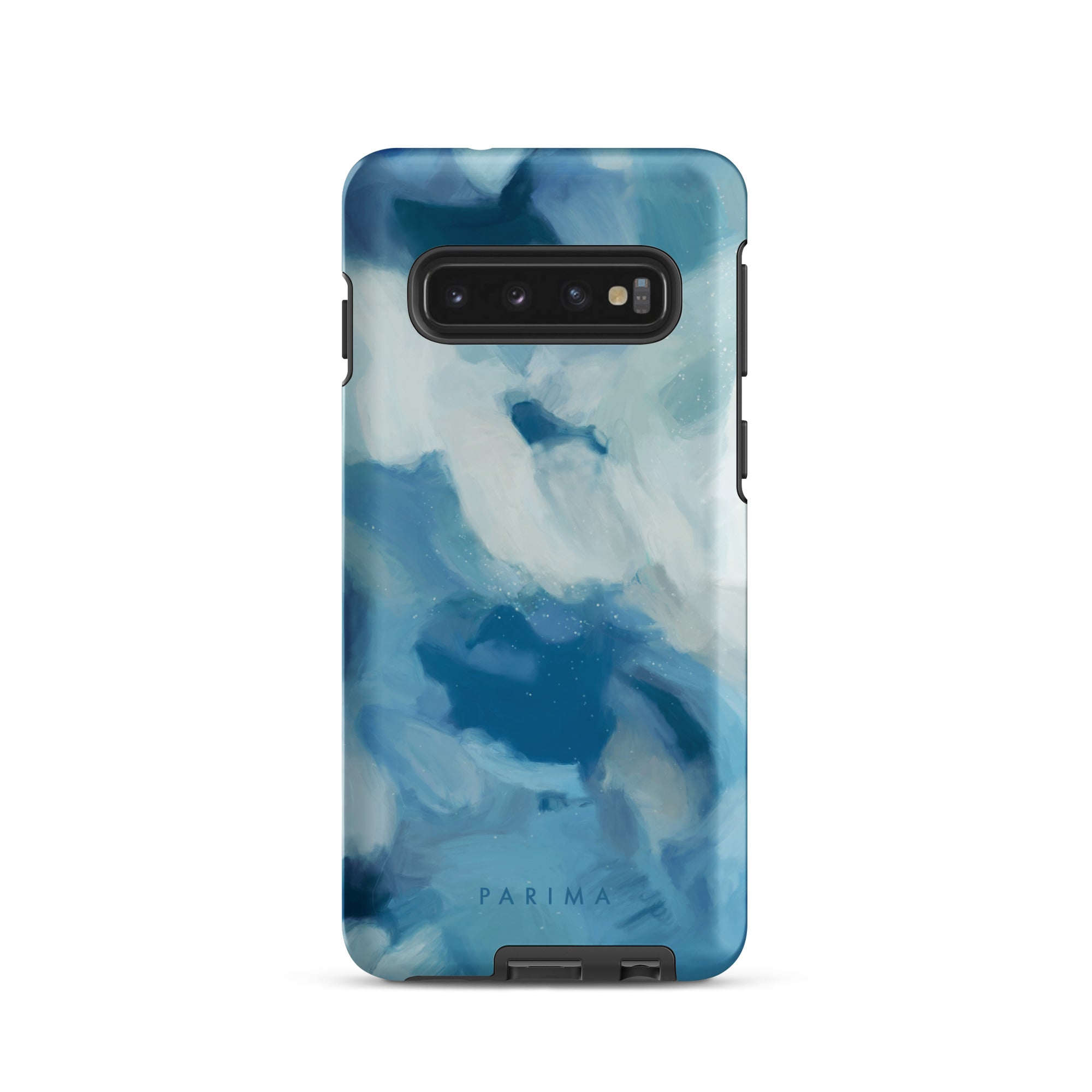 Liviana, blue abstract art on Samsung Galaxy S10 tough case by Parima Studio