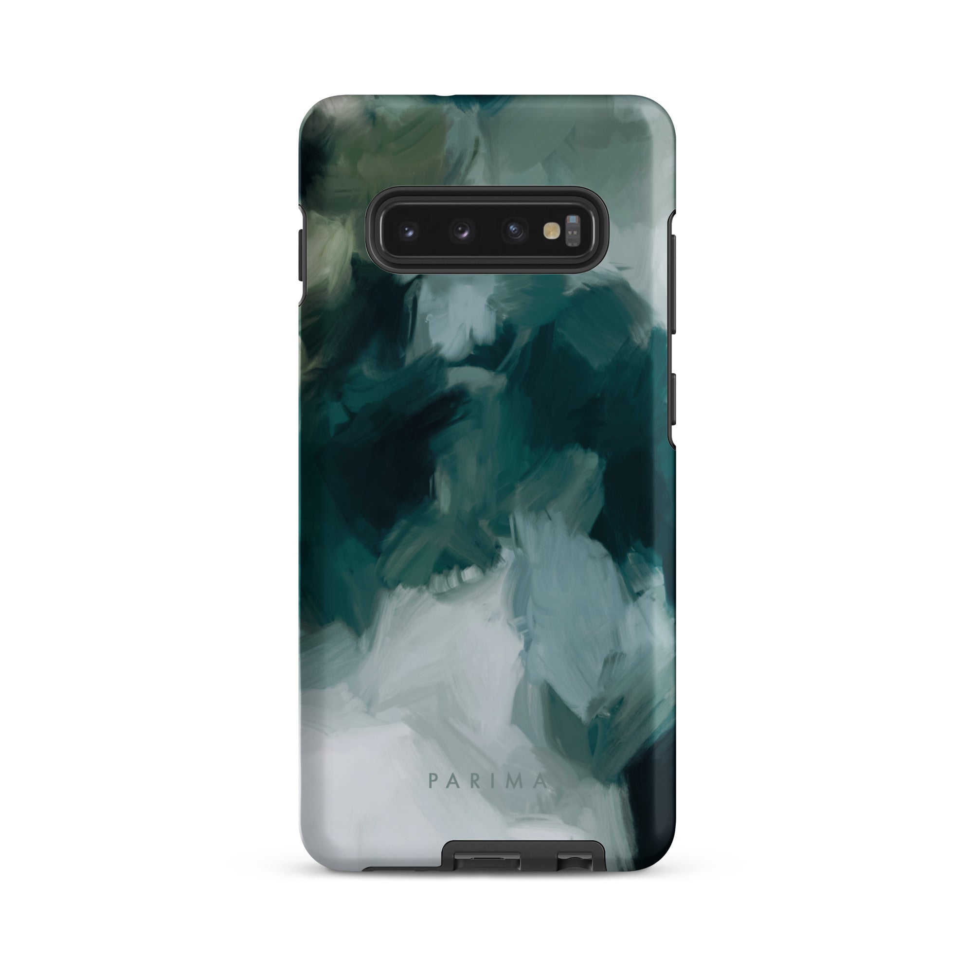 Echo, emerald green abstract art on Samsung Galaxy S10 Plus tough case by Parima Studio
