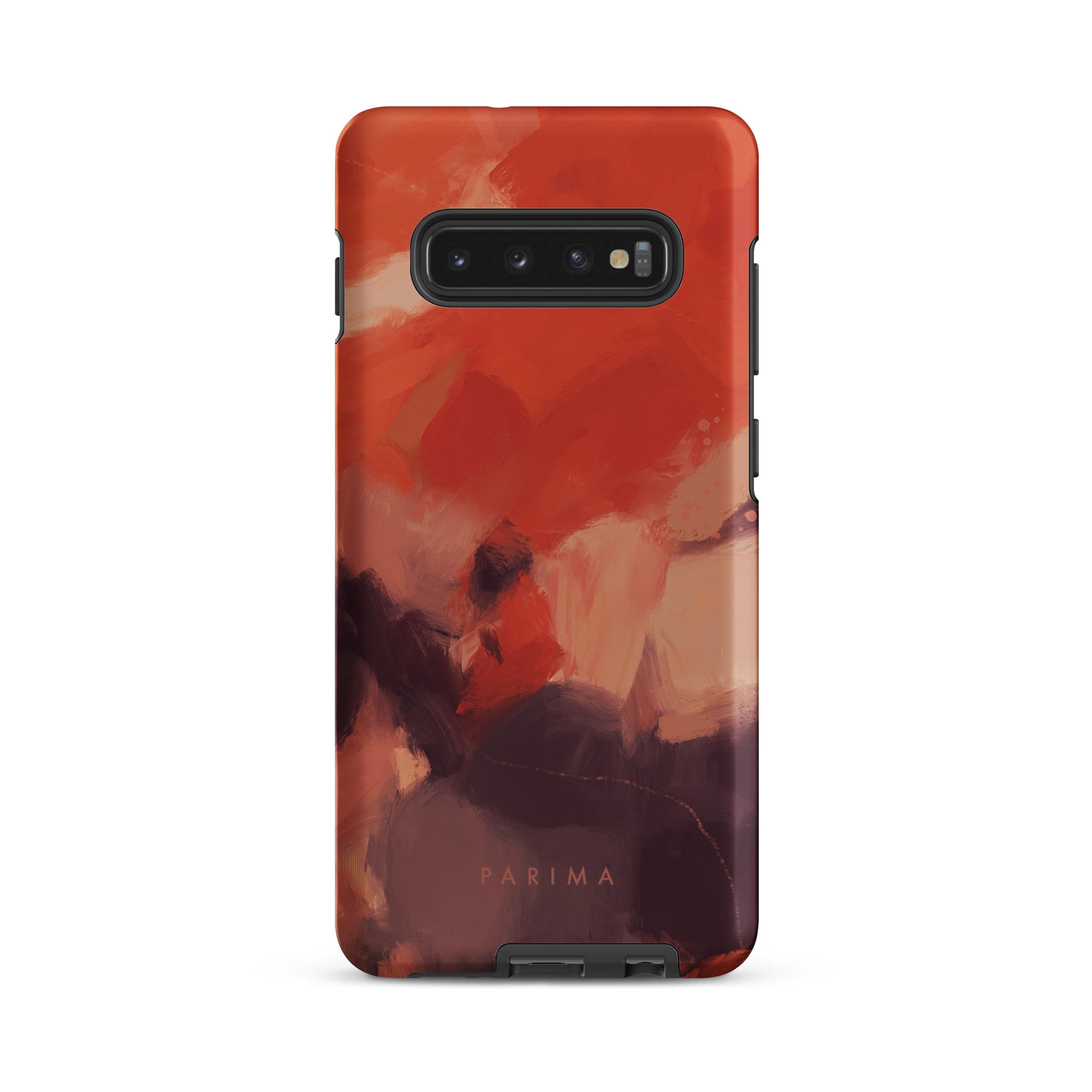 Autumn, orange and purple abstract art on Samsung Galaxy S10 Plus tough case by Parima Studio