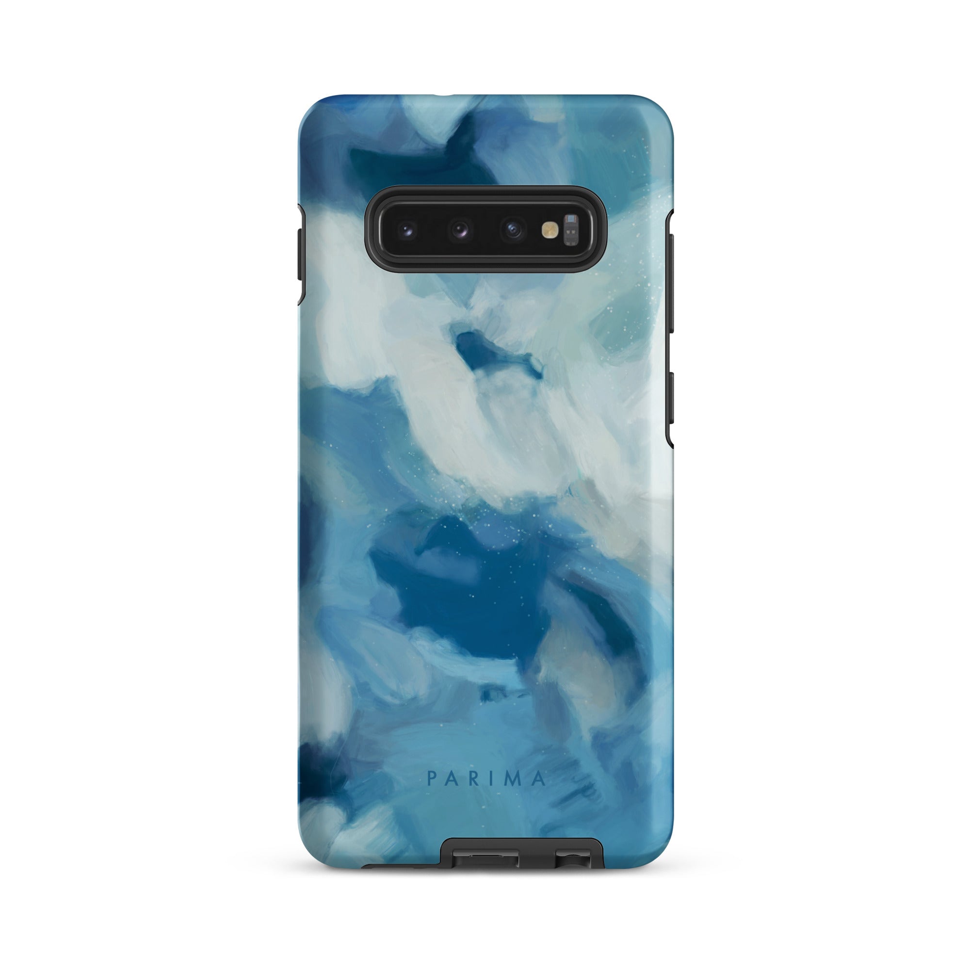 Liviana, blue abstract art on Samsung Galaxy S10 plus tough case by Parima Studio