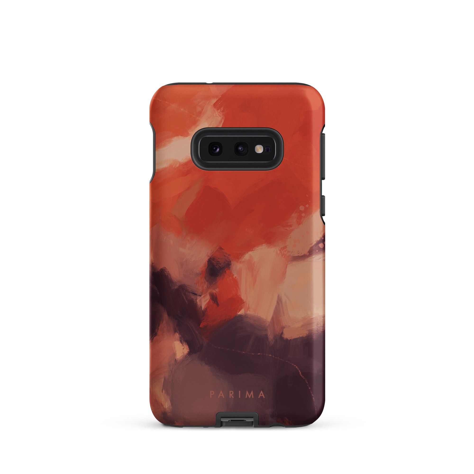 Autumn, orange and purple abstract art on Samsung Galaxy S10e tough case by Parima Studio