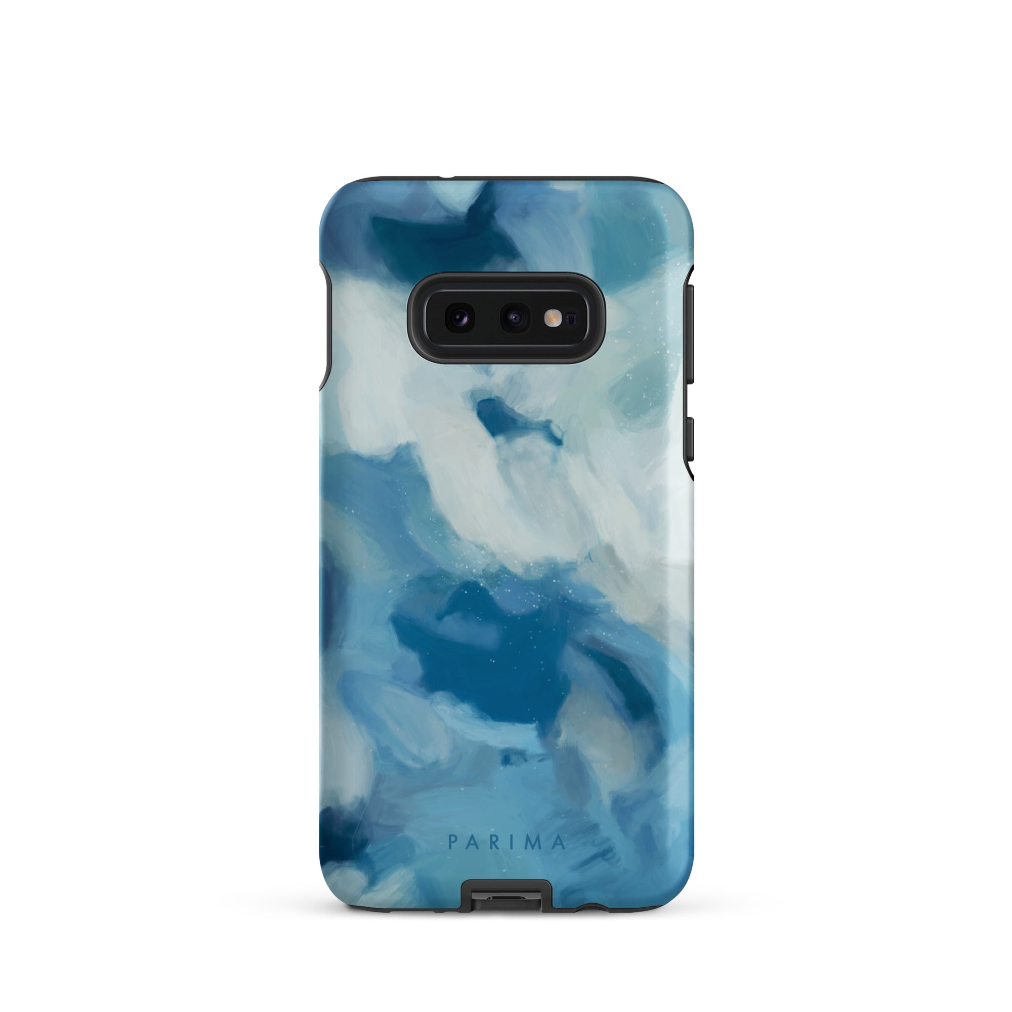 Liviana, blue abstract art on Samsung Galaxy S10e tough case by Parima Studio