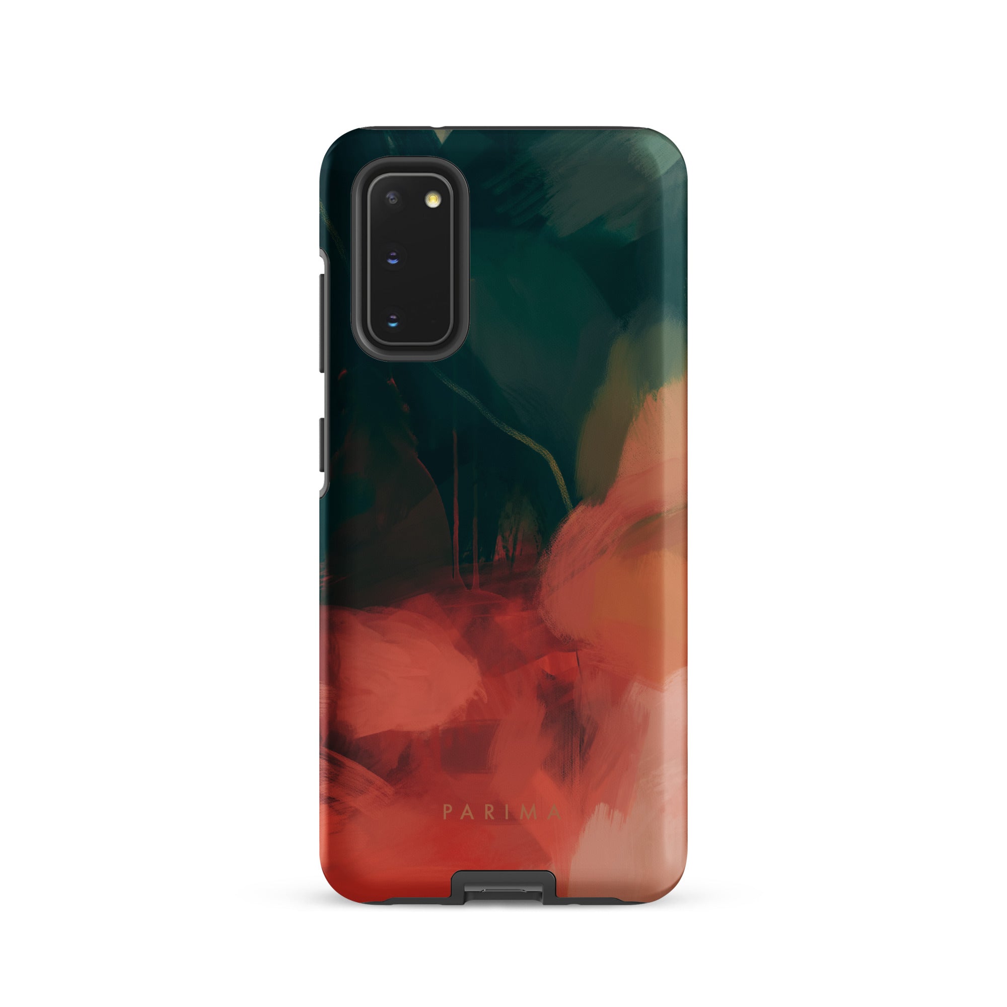 Eventide, green and red abstract art on Samsung Galaxy S20 tough case by Parima Studio