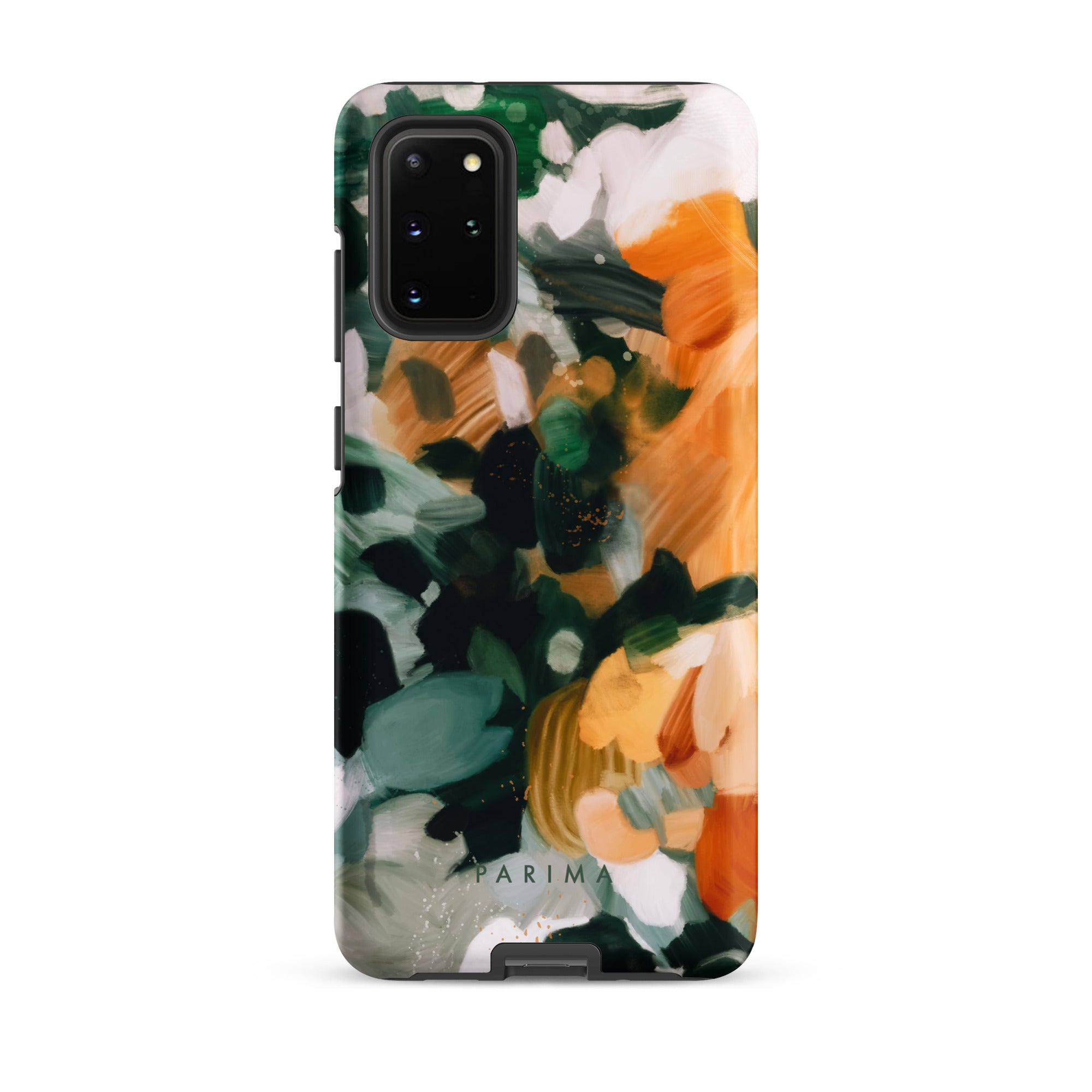 Aspen, green and orange abstract art on Samsung Galaxy S20 Plus tough case by Parima Studio