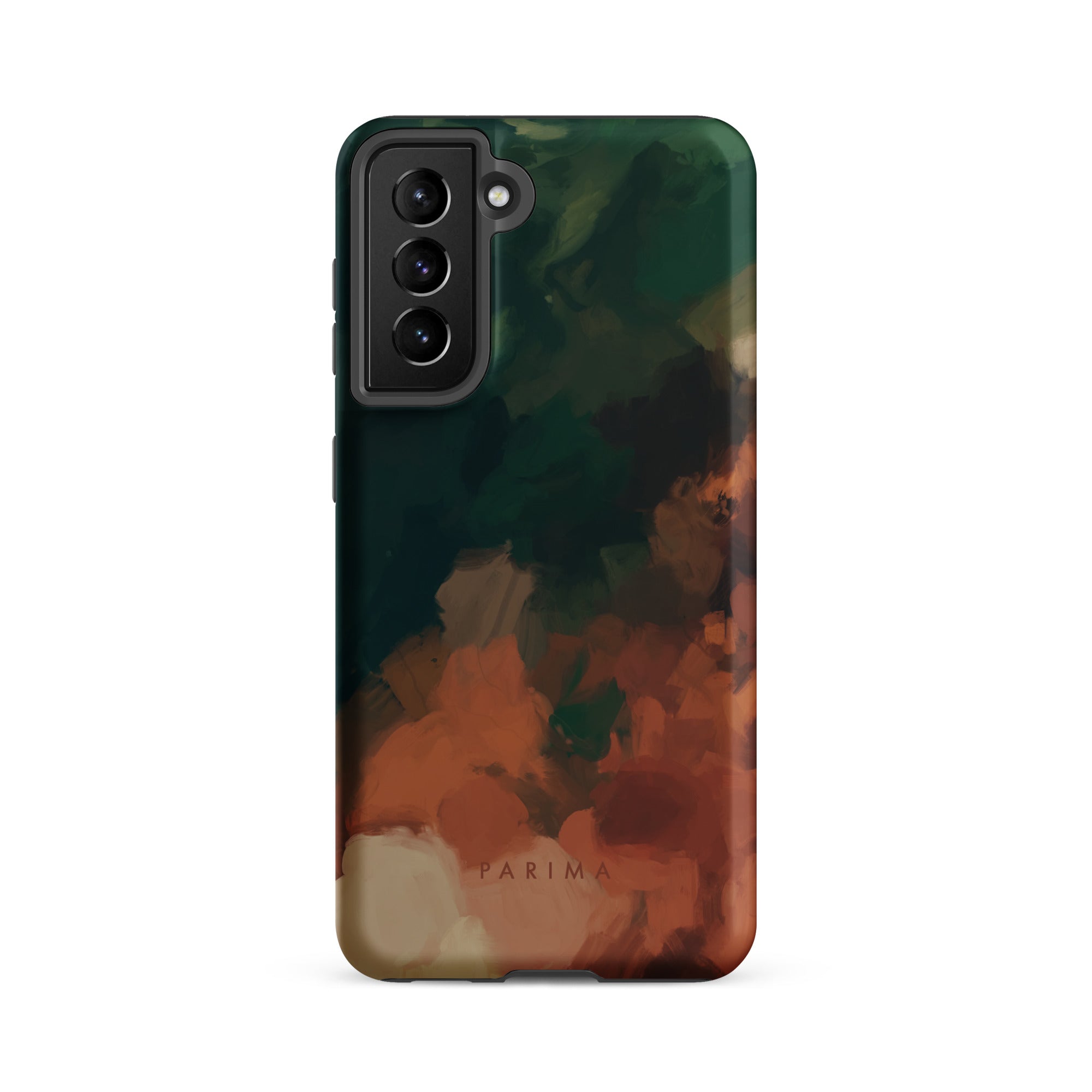 Cedar, green and brown abstract art on Samsung Galaxy S21 fe tough case by Parima Studio