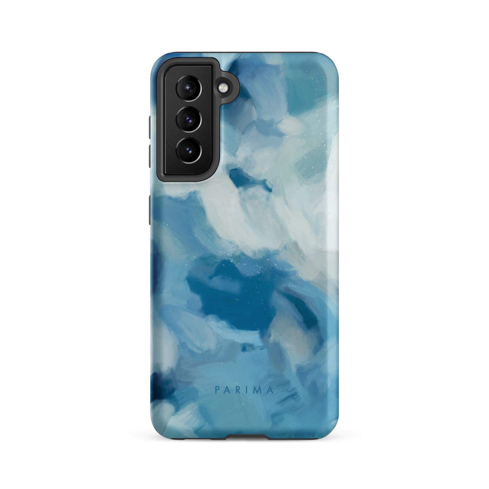 Liviana, blue abstract art on Samsung Galaxy S21 fe tough case by Parima Studio