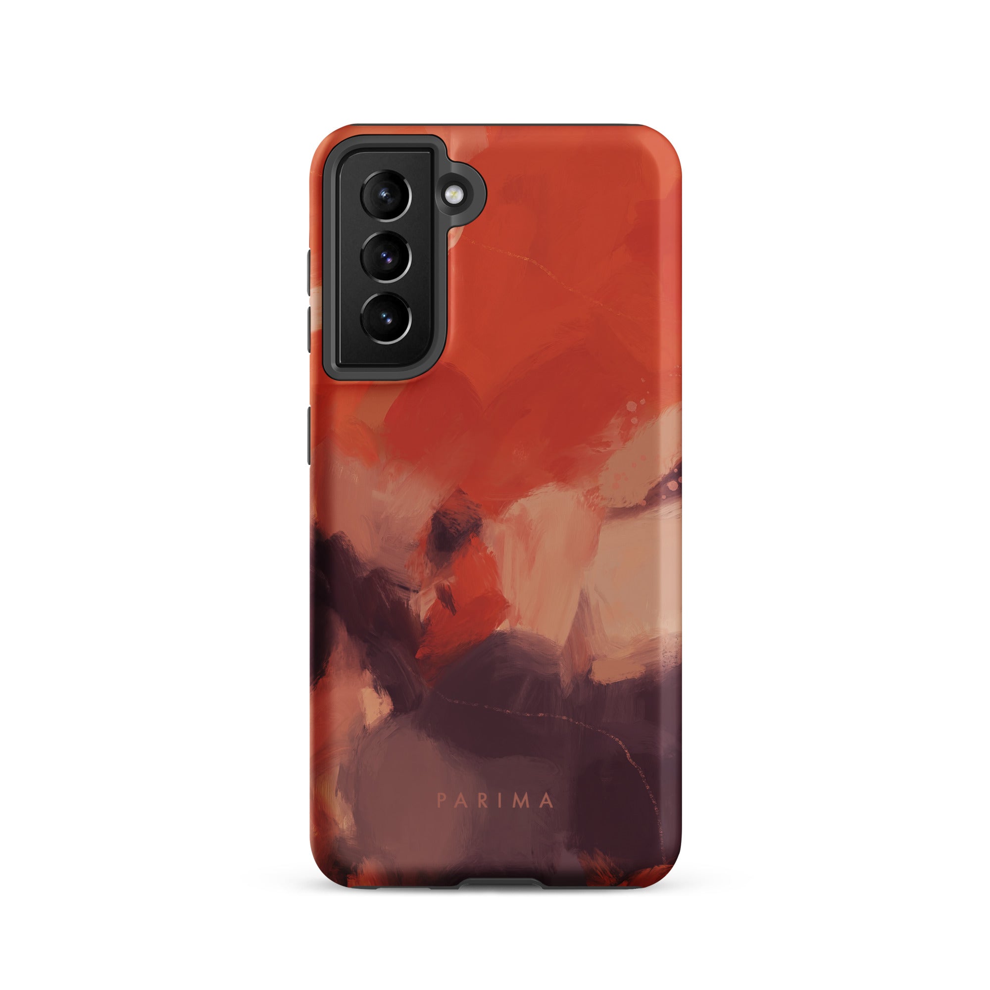 Autumn, orange and purple abstract art on Samsung Galaxy S21 tough case by Parima Studio