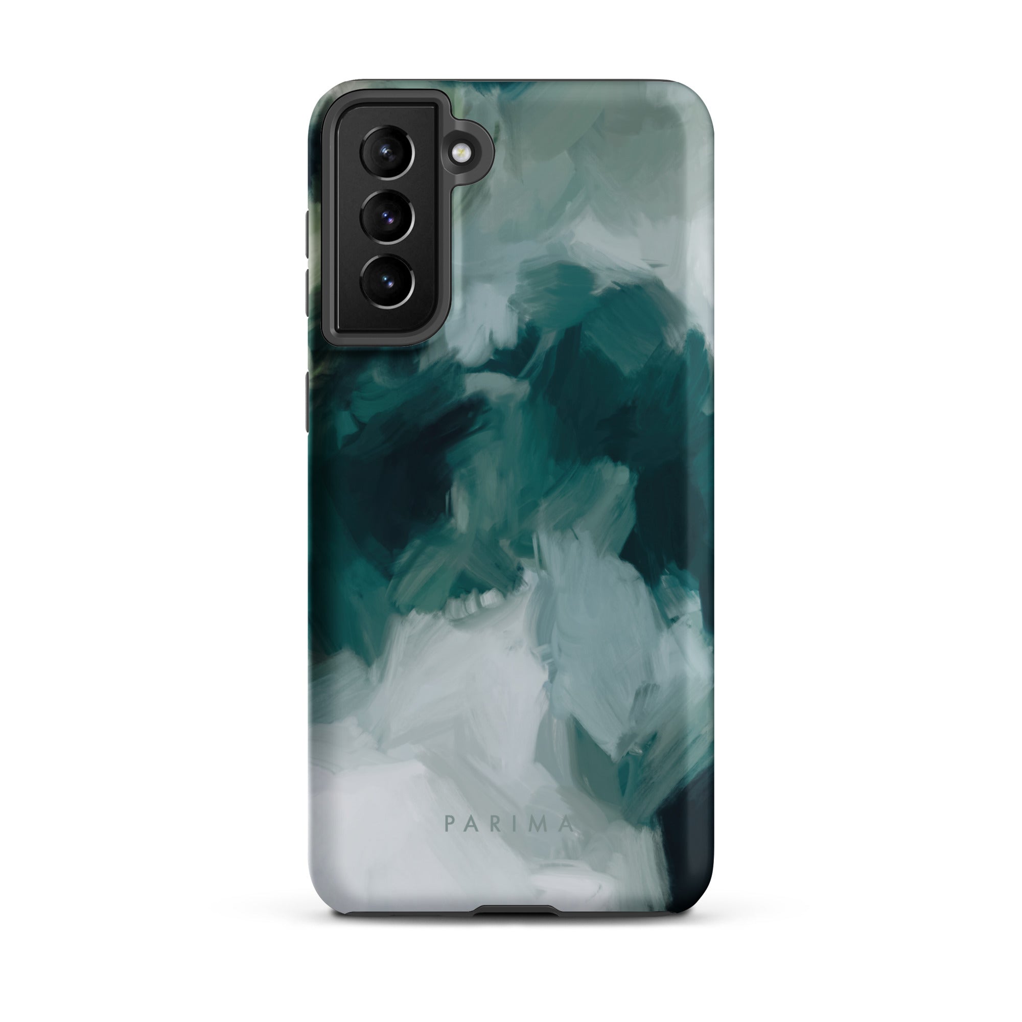 Echo, emerald green abstract art on Samsung Galaxy S21 Plus tough case by Parima Studio