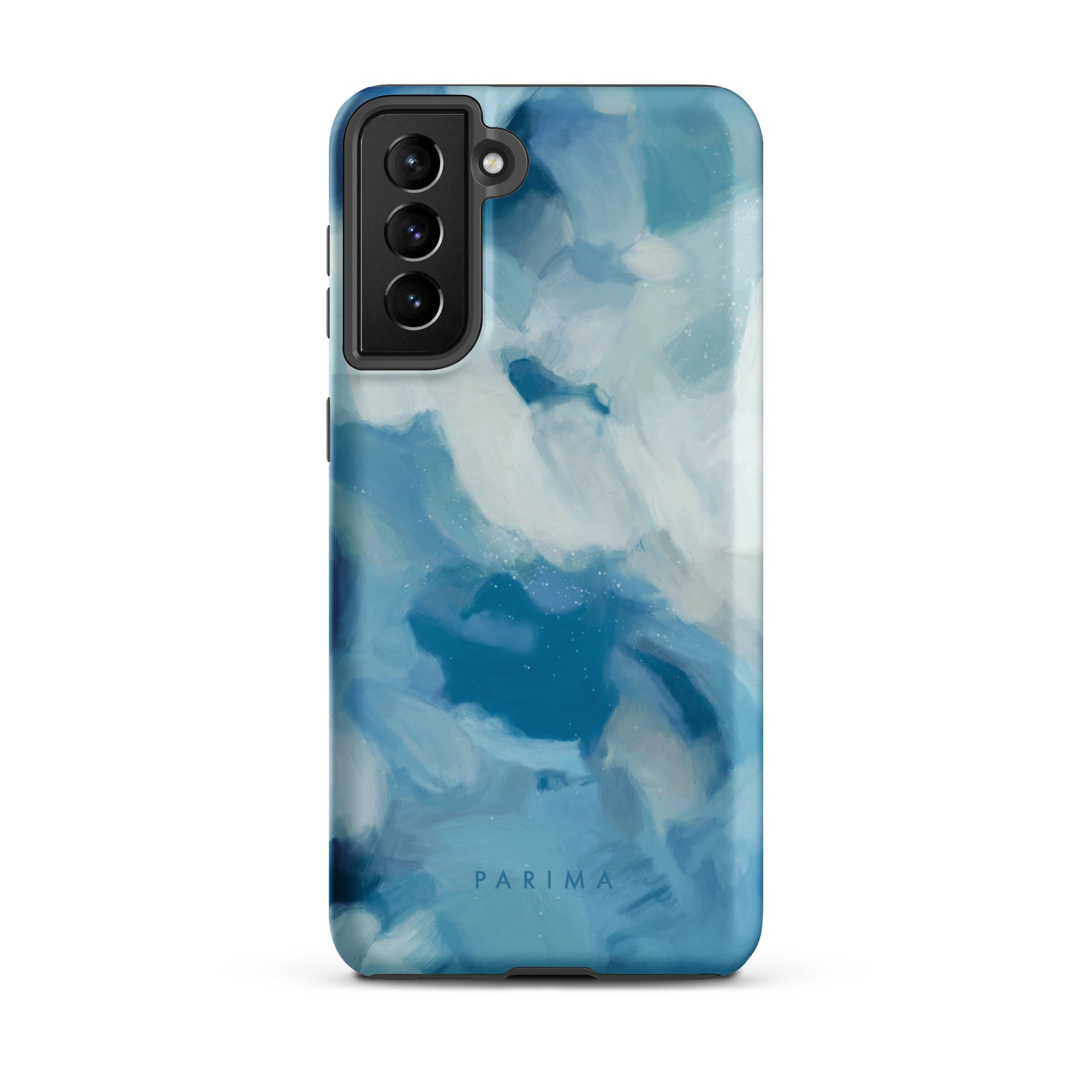 Liviana, blue abstract art on Samsung Galaxy S21 Plus tough case by Parima Studio