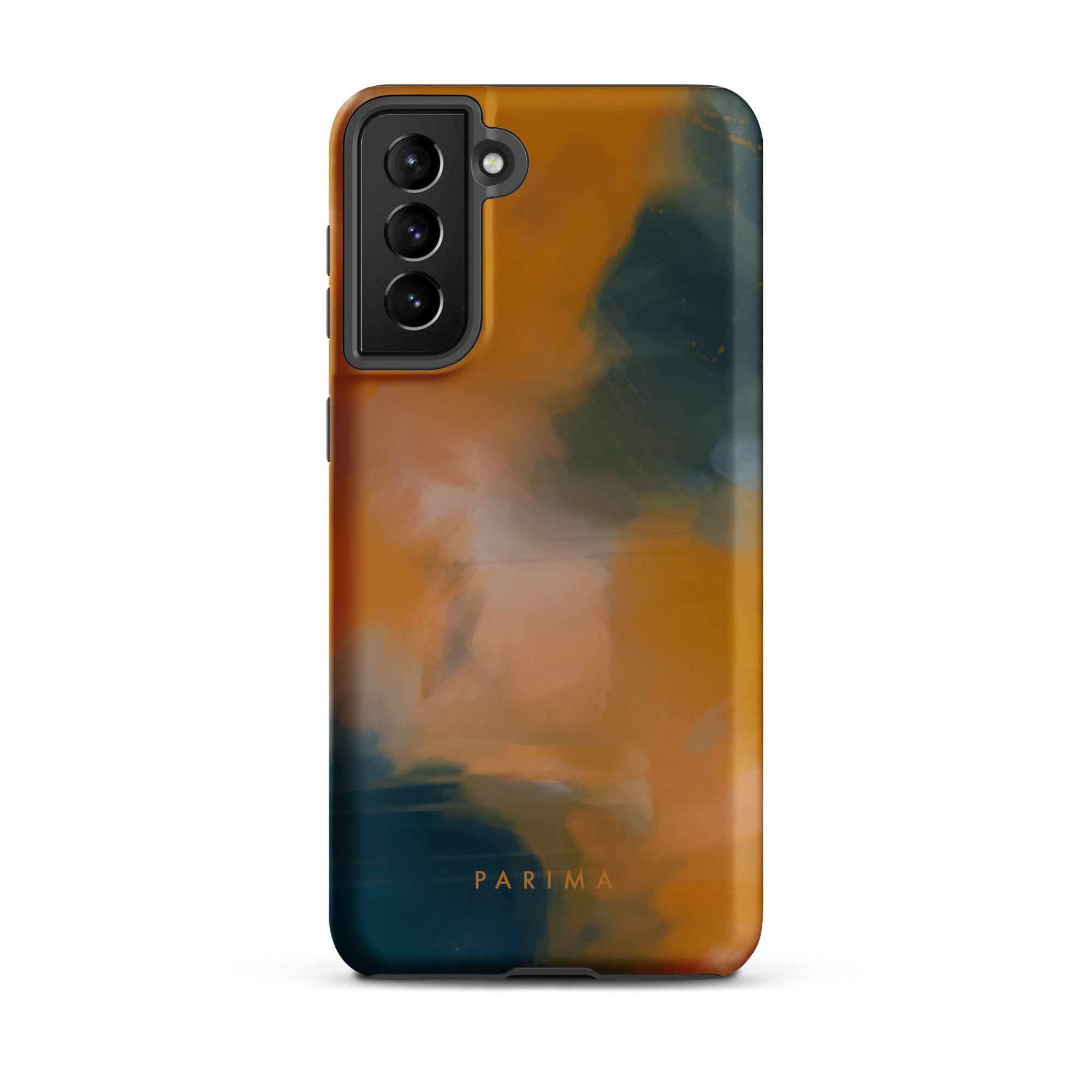 Amelie, blue and orange abstract art on Samsung Galaxy S21 plus tough case by Parima Studio