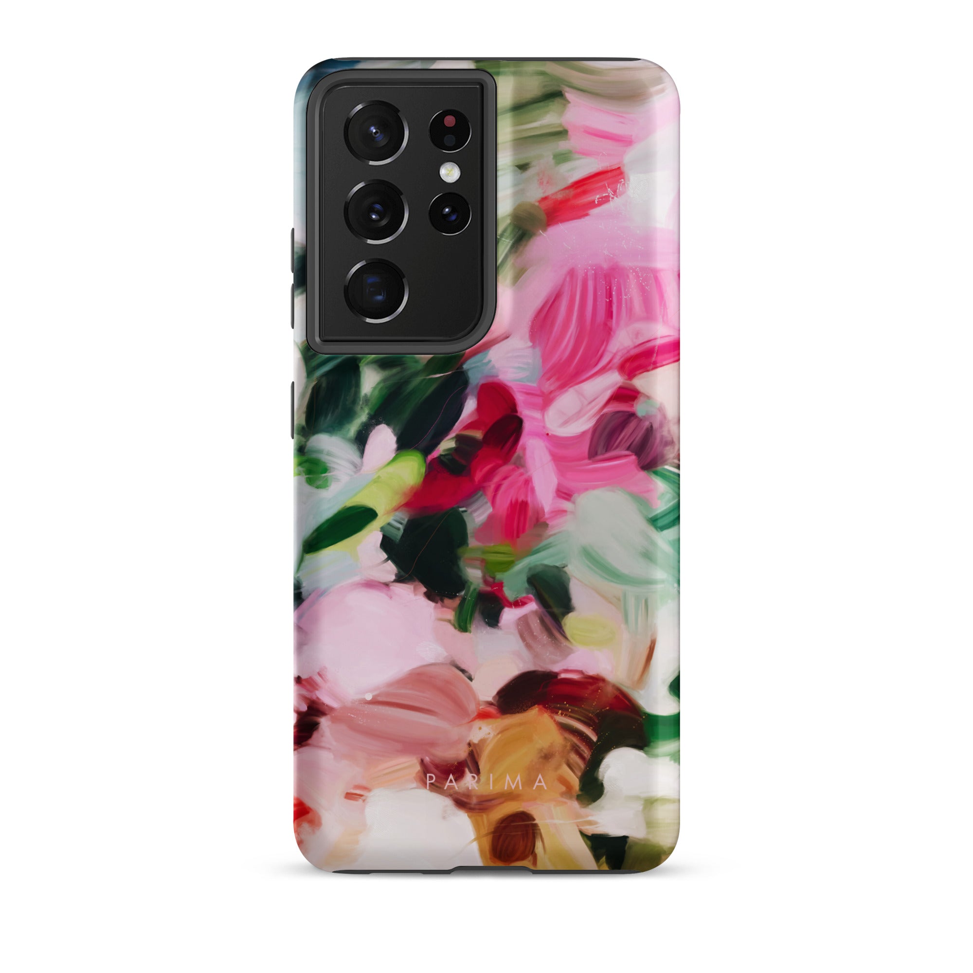 Bloom, pink and green abstract art on Samsung Galaxy S21 Ultra tough case by Parima Studio