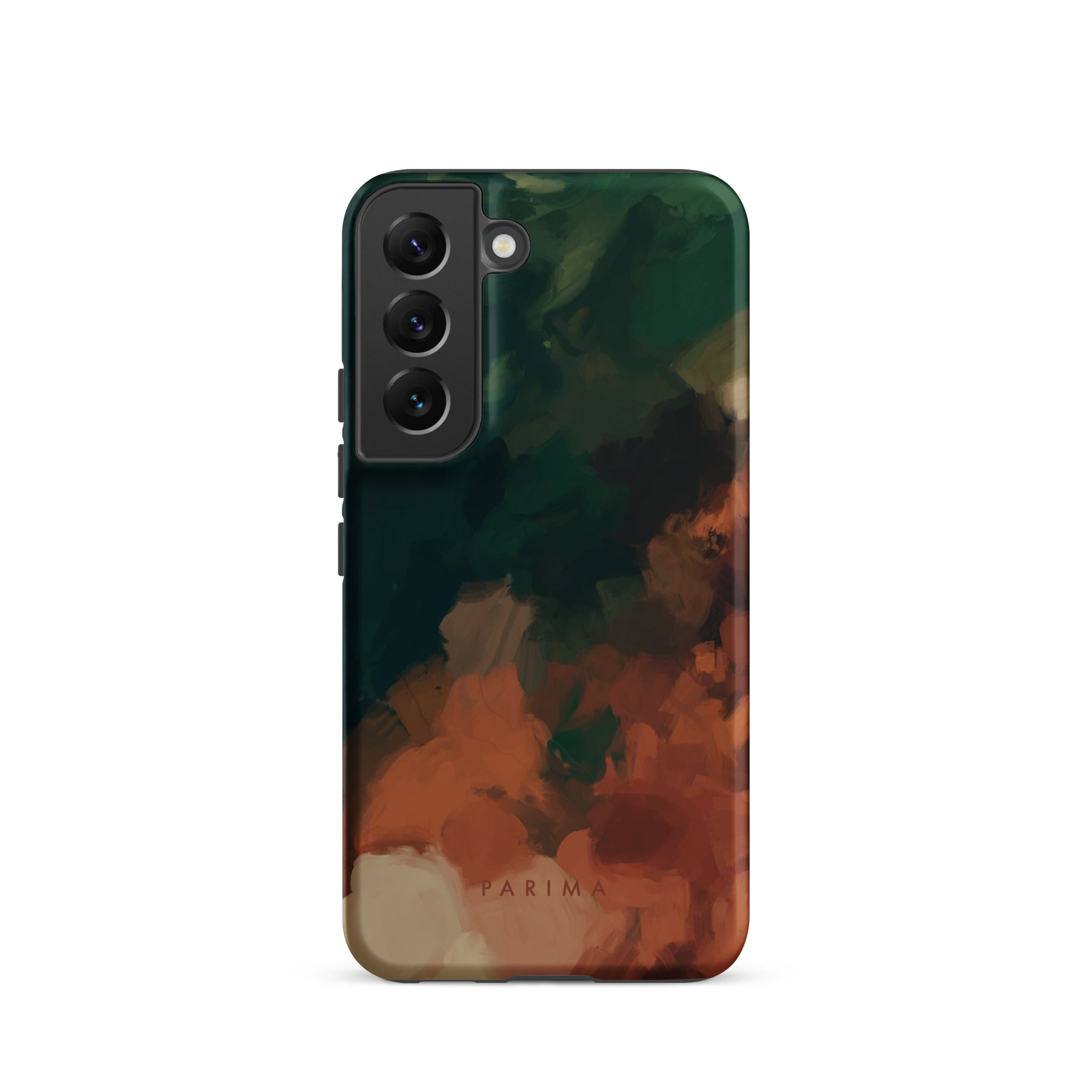 Cedar, green and brown abstract art on Samsung Galaxy S22 tough case by Parima Studio