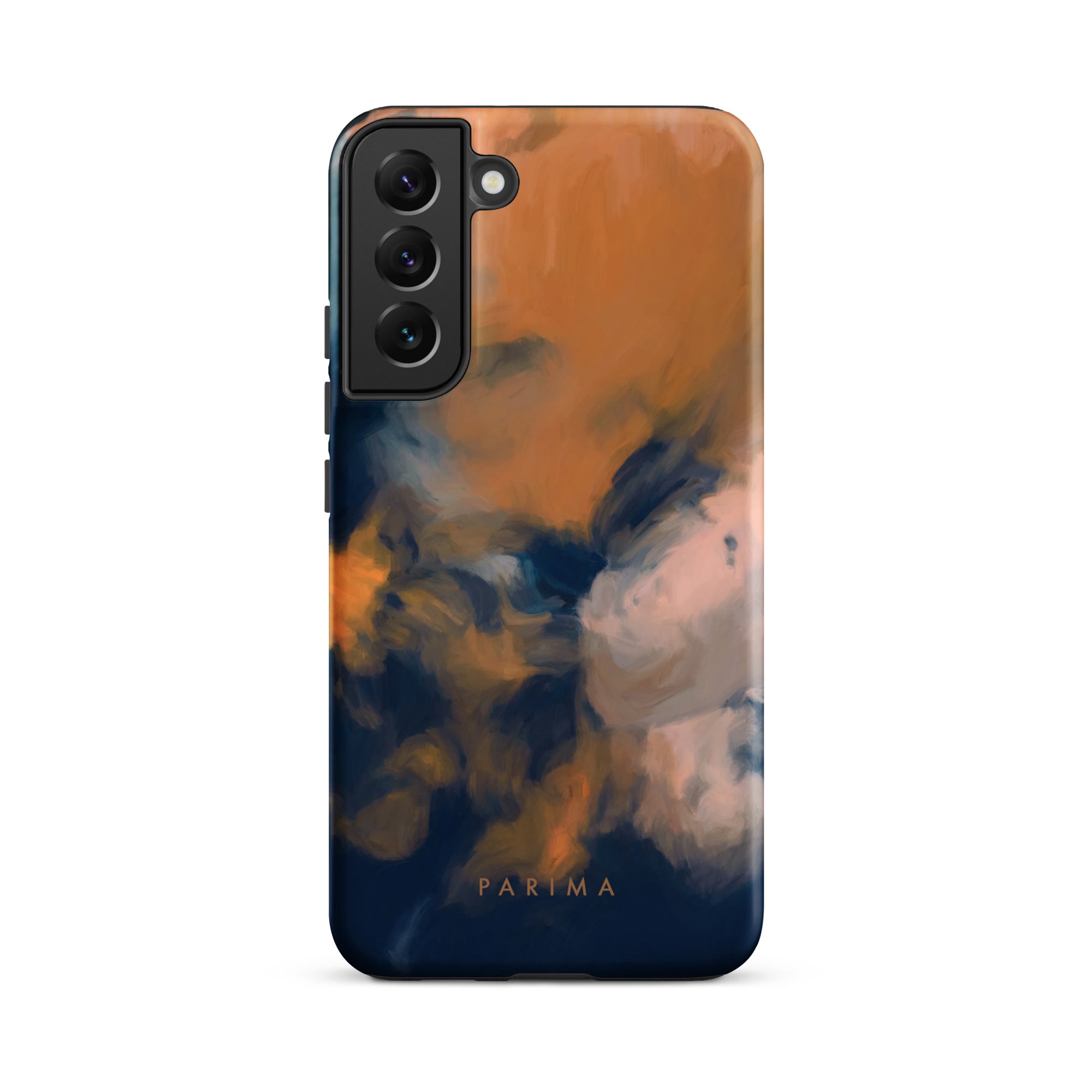 Mia Luna, blue and orange abstract art on Samsung Galaxy S22 plus tough case by Parima Studio