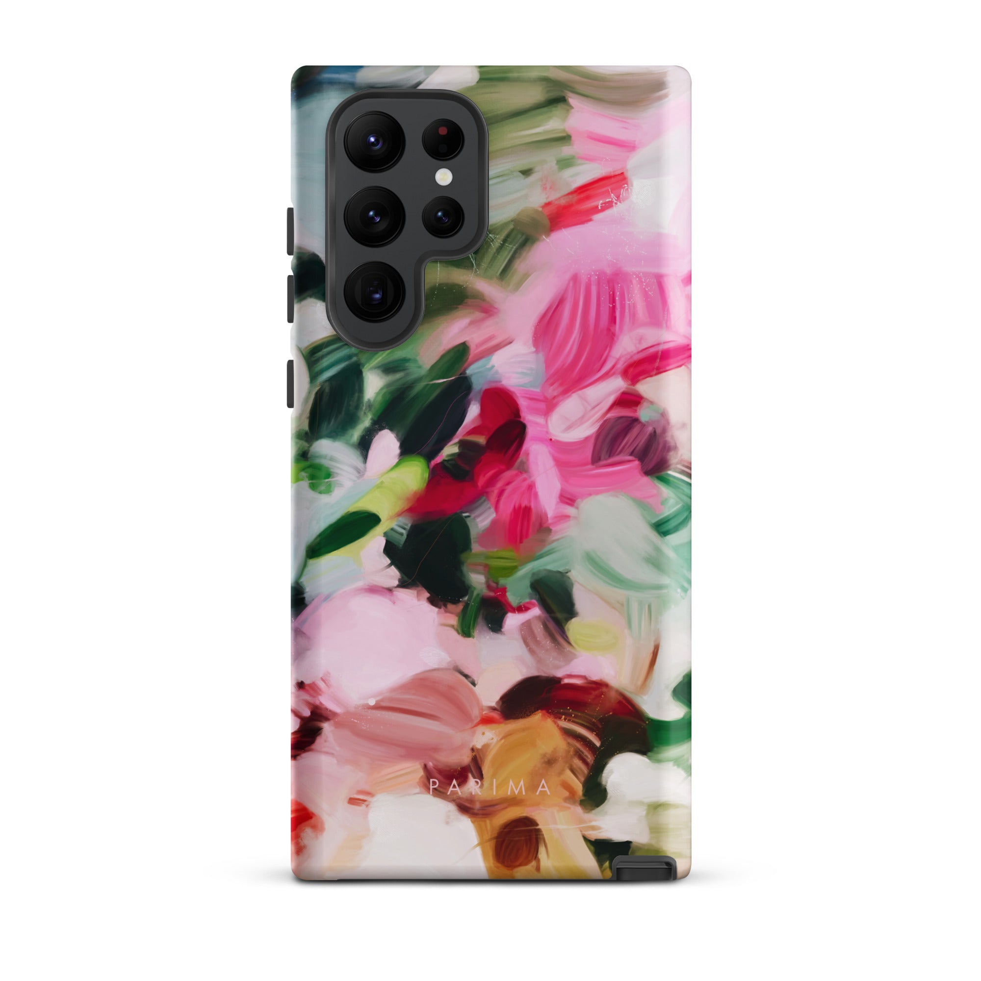 Bloom, pink and green abstract art on Samsung Galaxy S22 Ultra tough case by Parima Studio