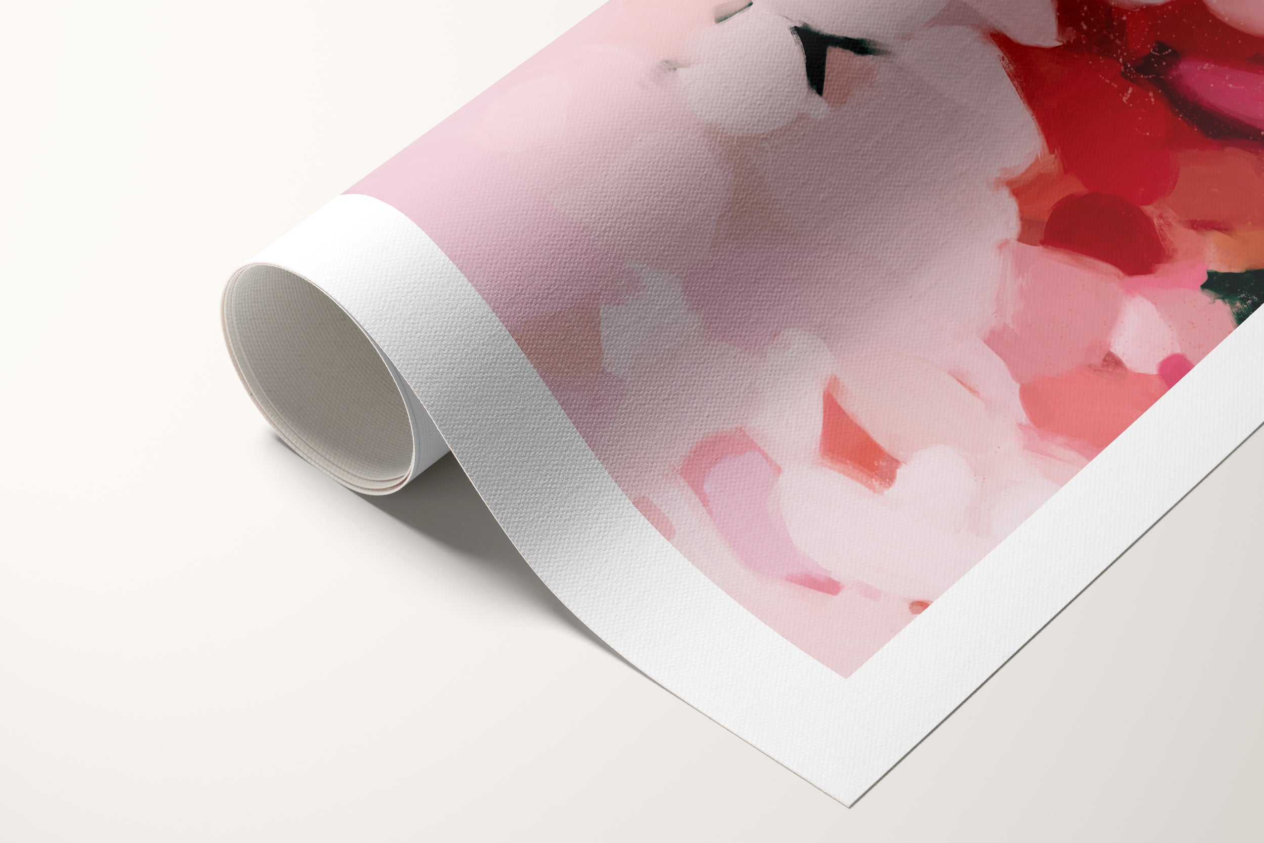 Tulip, pink and teal colorful abstract canvas wall art print by Parima Studio