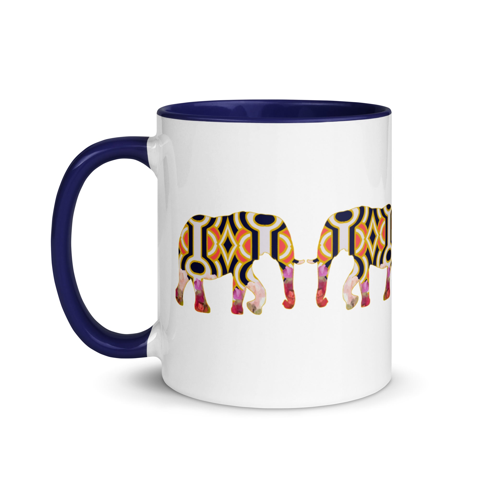 Elephant Line No.3 - Navy Blue Ceramic Animal Coffee & Tea Mug