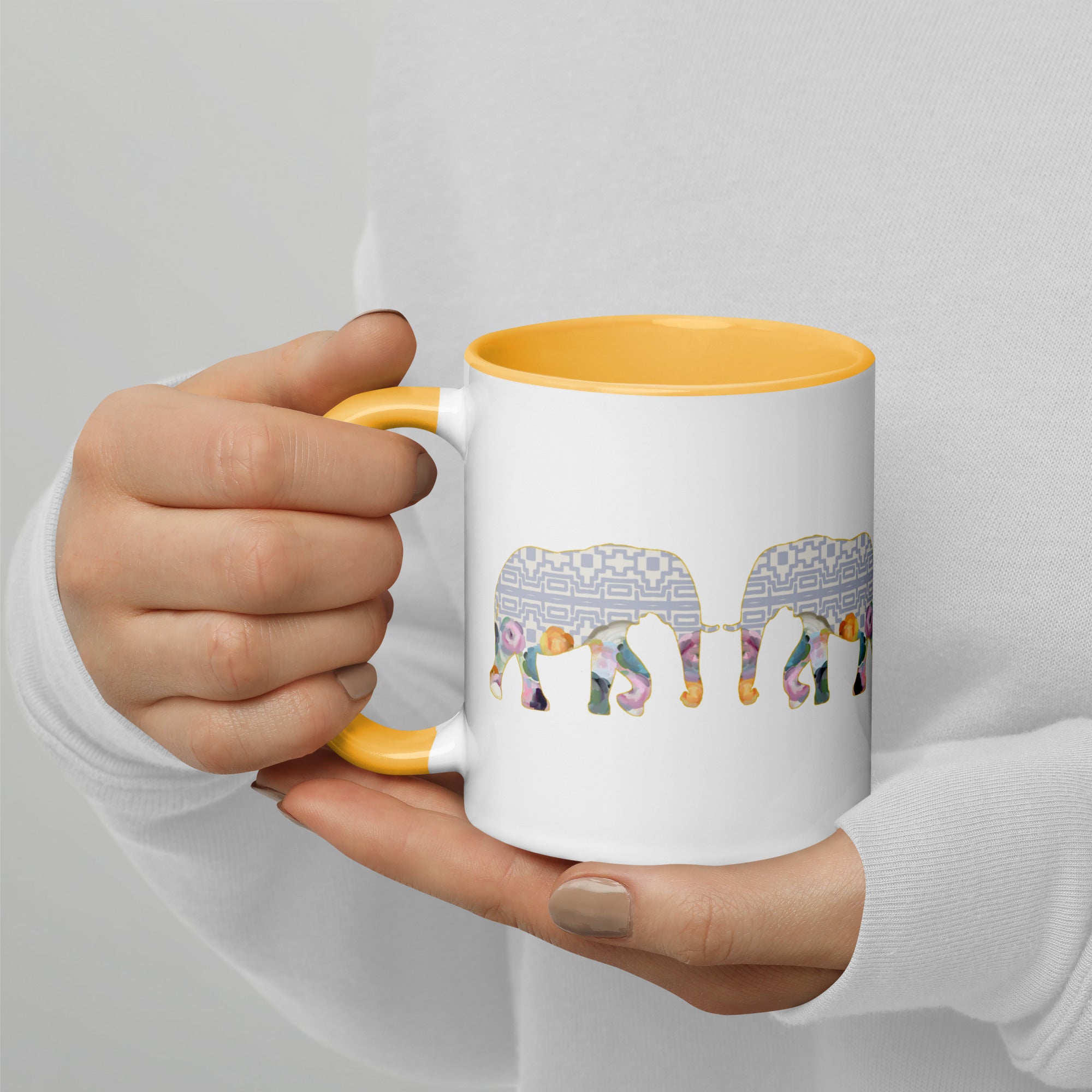 Elephant Line No.1 - Charming color ceramic mug  by Parima Studio - Animal mugs